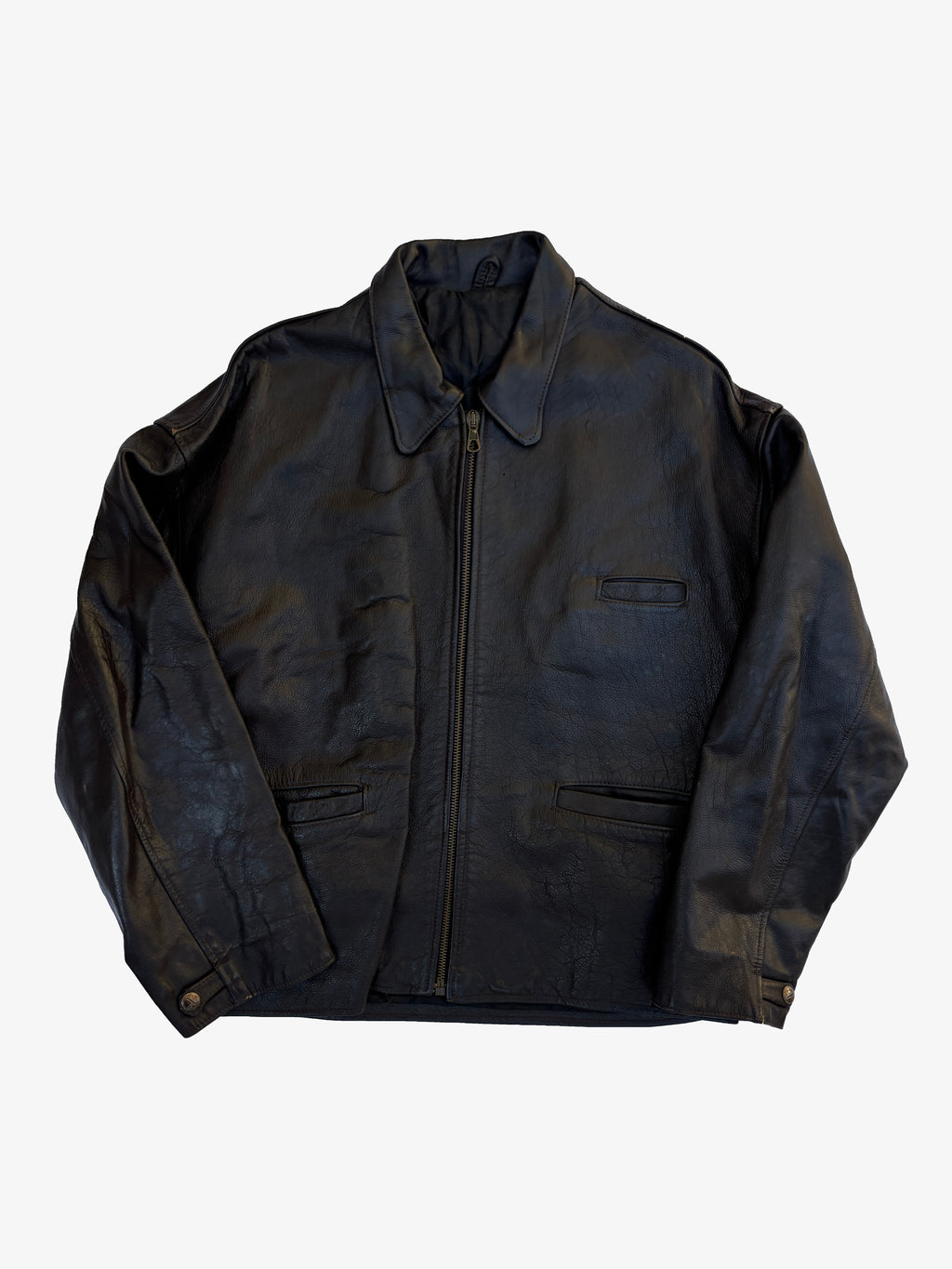Giacca in Pelle – Modello Biker Marrone Vintage (L)