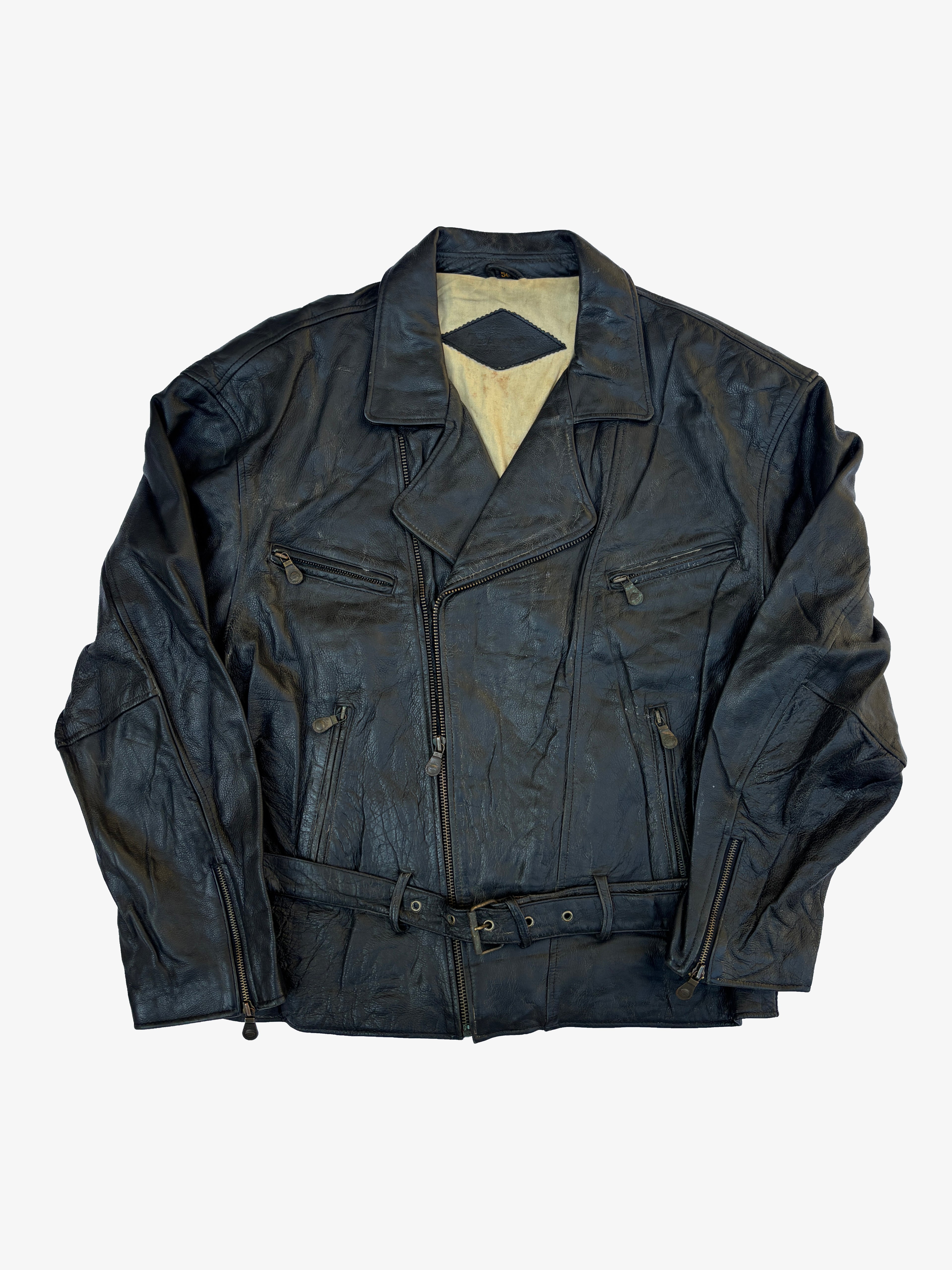 Giacca in Pelle – Modello Biker Americano Vintage (XL)