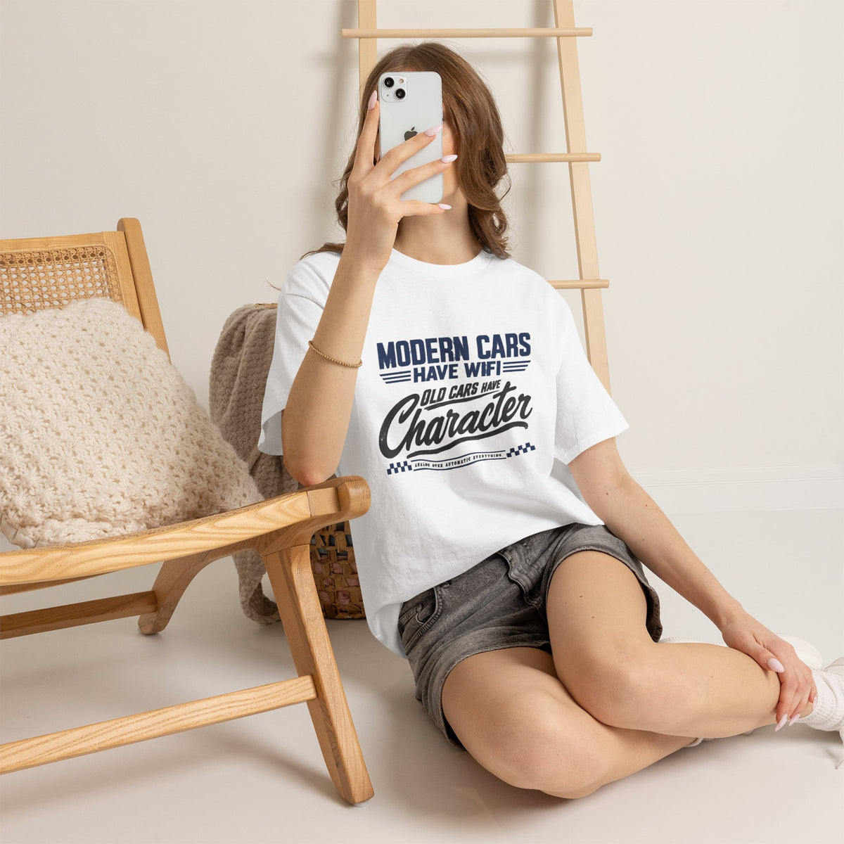 Classic Cars Tee — “Modern Cars Have WiFi, Old Cars Have Character” Vintage Automotive T-Shirt