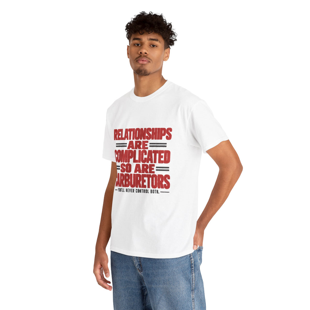 Carburetor Humor T-Shirt — "Relationships Are Complicated So Are Carburetors" Vintage Mechanic Tee
