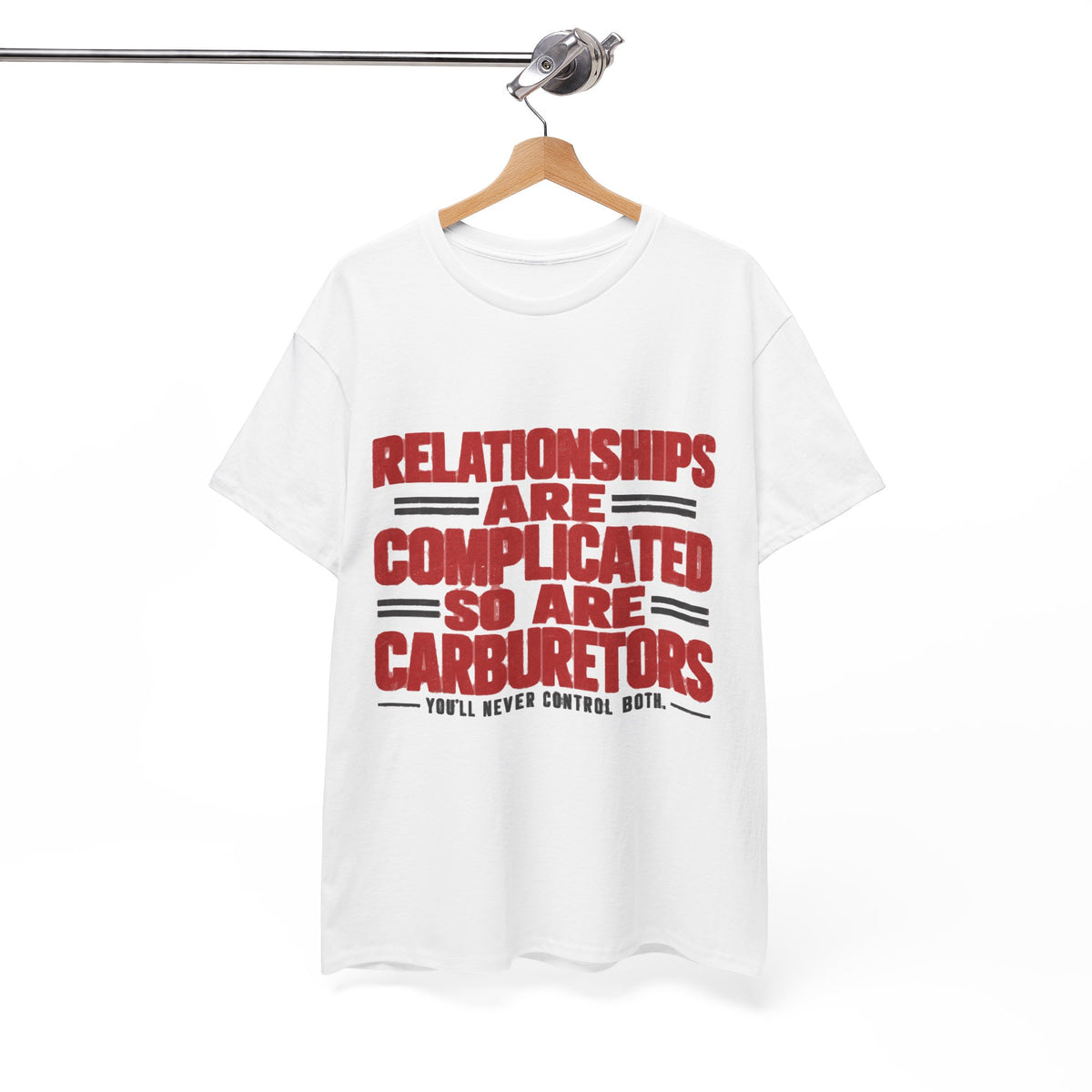 Carburetor Humor T-Shirt — "Relationships Are Complicated So Are Carburetors" Vintage Mechanic Tee