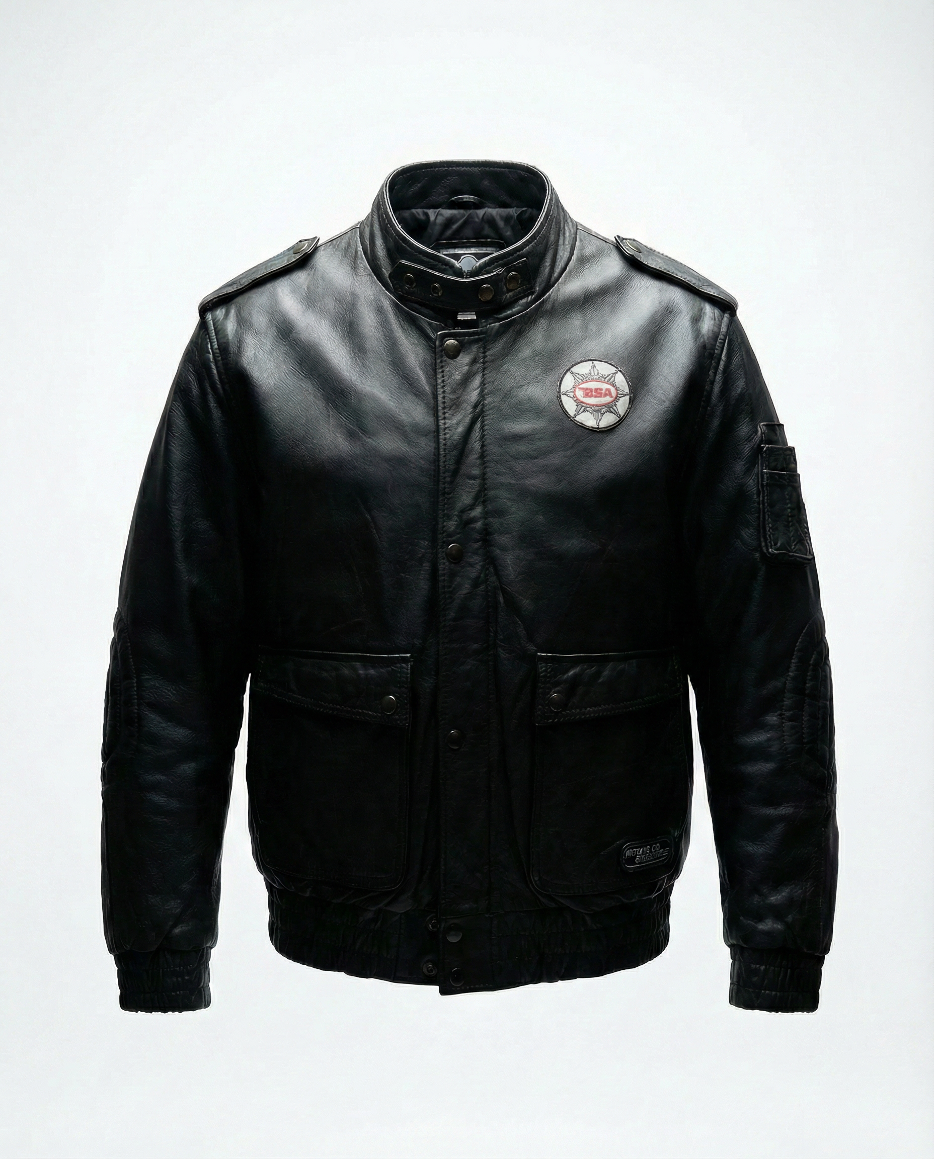 Giacca da Moto BSA in Pelle Nera Vintage (S)