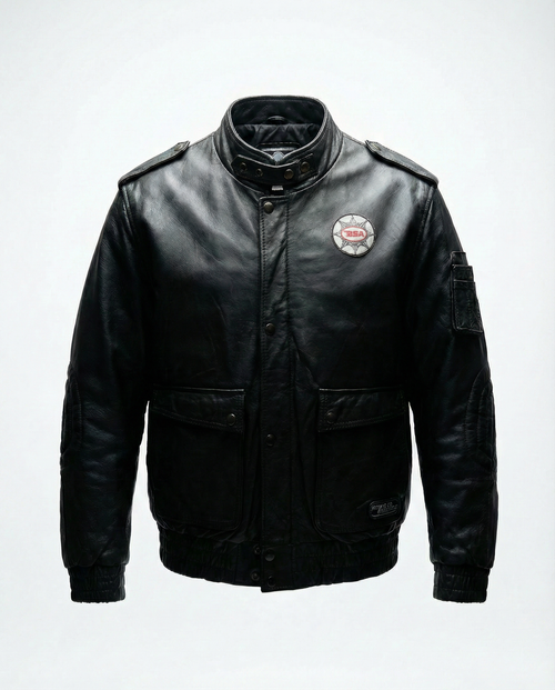 Giacca da Moto BSA in Pelle Nera Vintage (S)