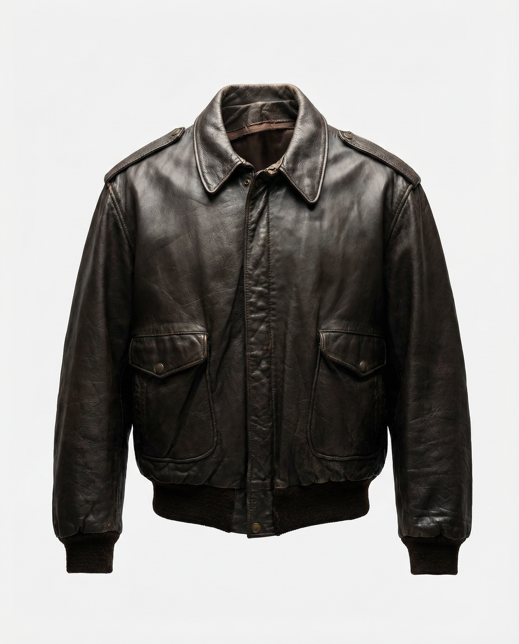 Giacca bomber in pelle marrone da uomo in stile pilota Type A-2 vintage anni 90 (L)