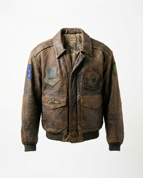 Giacca in Pelle Frontline – Modello Flight Jacket Top Gun Marrone Di Peter Lukas Vintage Uomo (L)