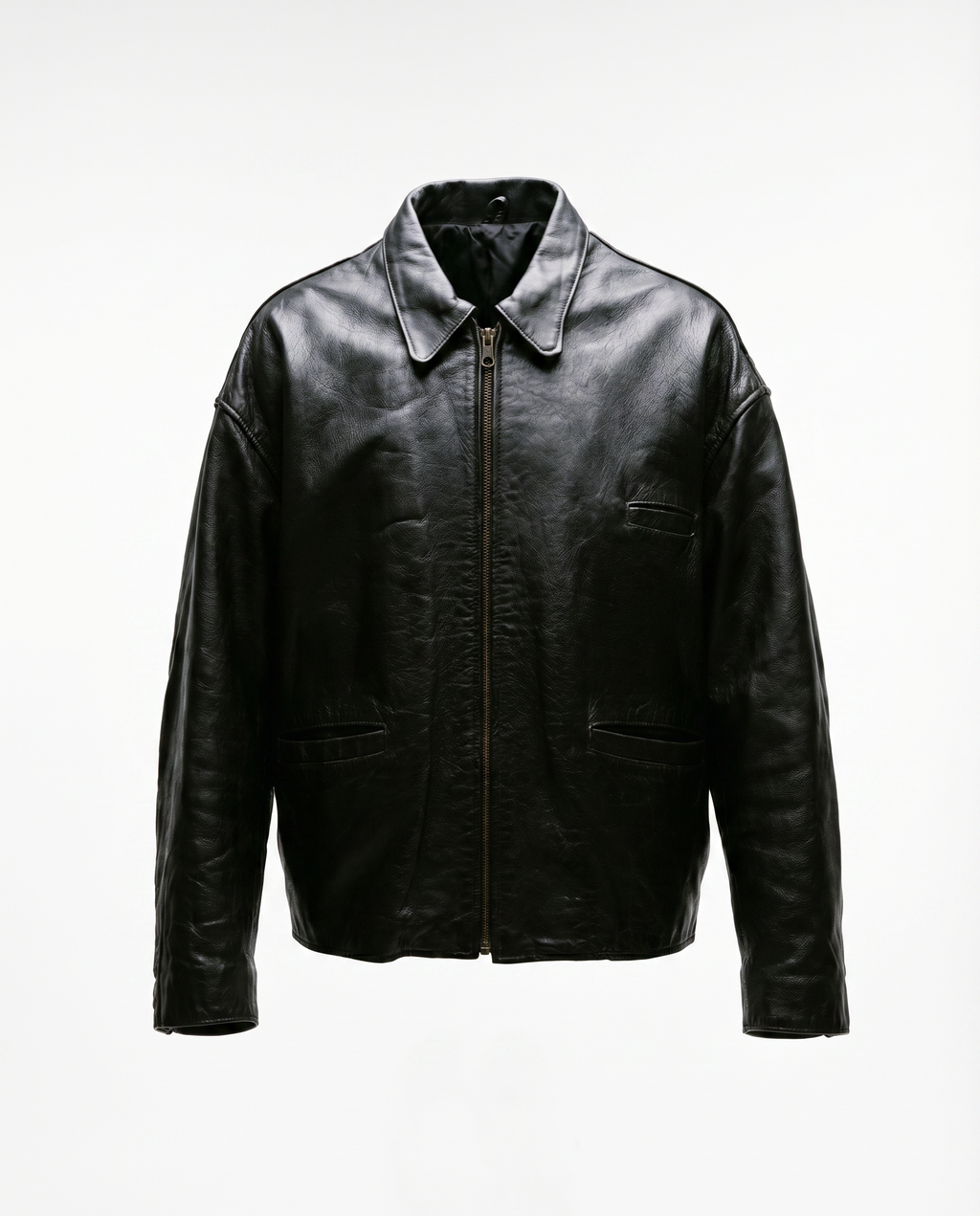 Giacca in Pelle – Modello Biker Marrone Vintage (L)