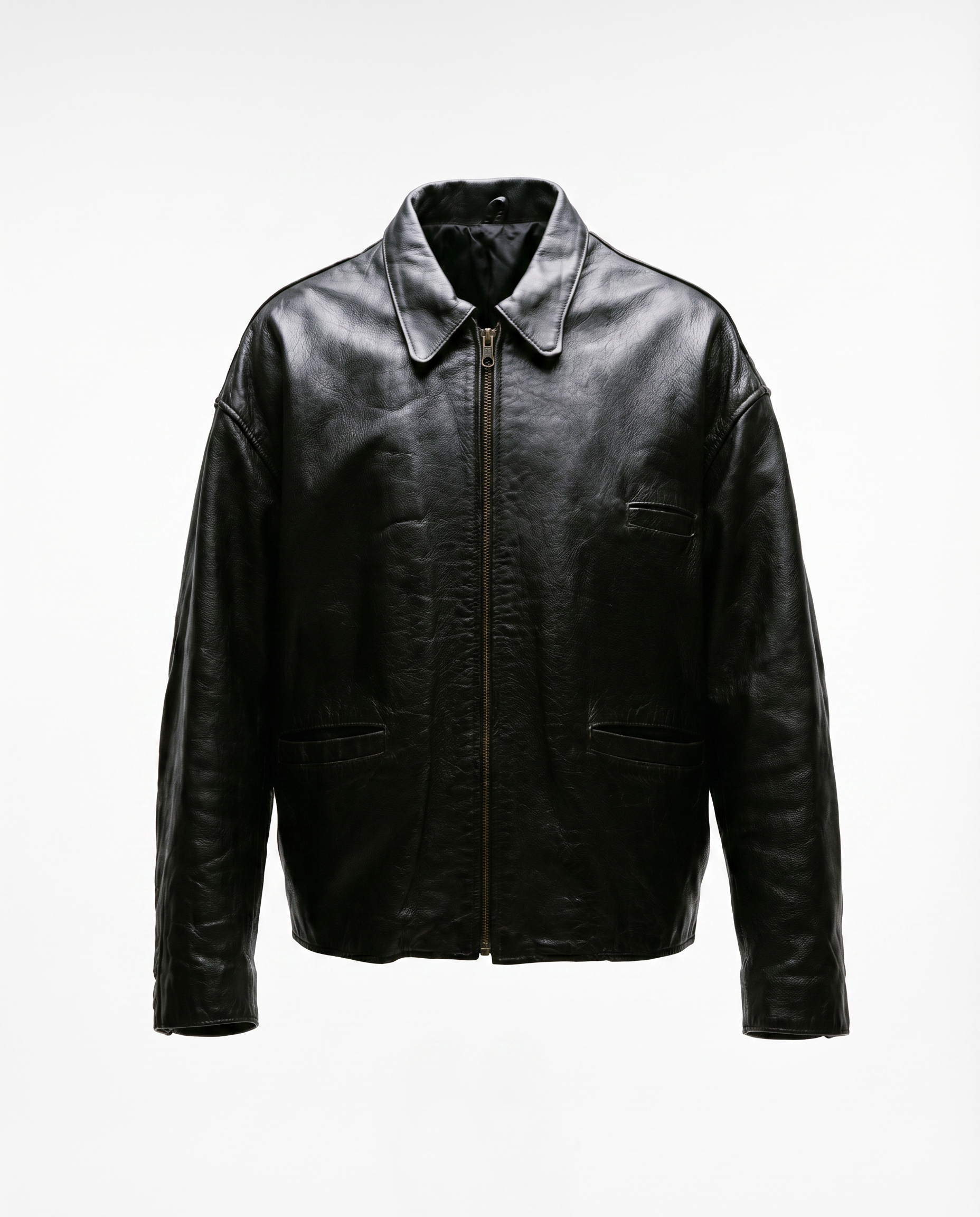 Giacca in Pelle – Modello Biker Marrone Vintage (L)