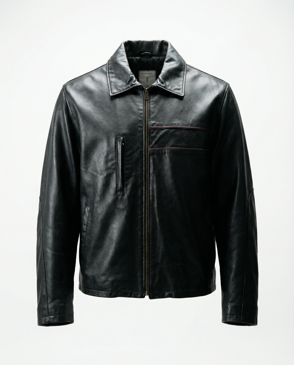 Giacca in Pelle Nera Minimal Zip (M)