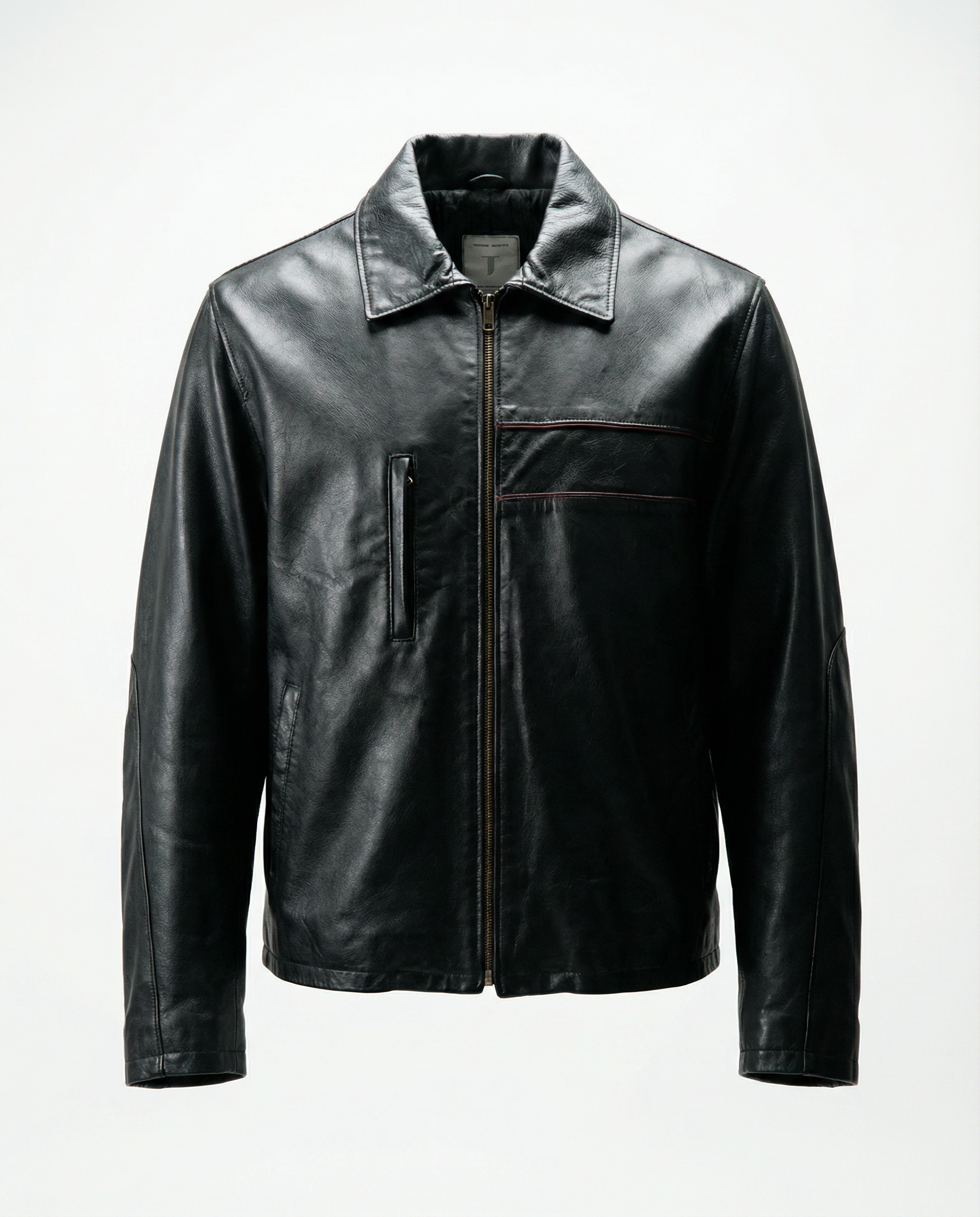 Giacca in Pelle Nera Minimal Zip (M)