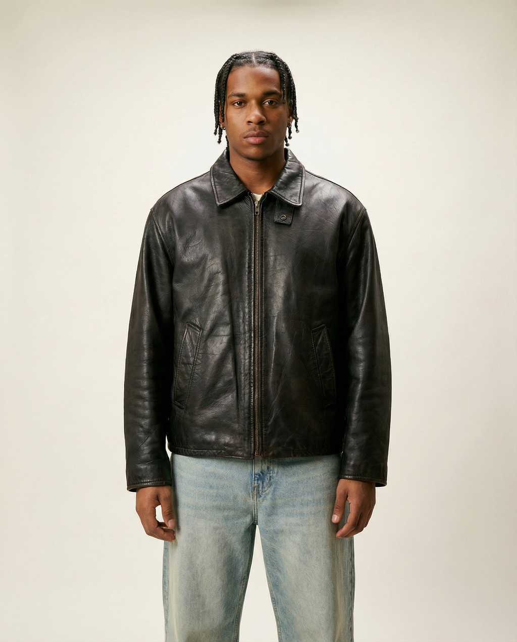 Giacca in Pelle – Modello Biker Americano Vintage (L)
