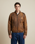 Giacca Ortor in pelle marrone da uomo con interno shearling, aviator vintage anni 80 Made in England (S)