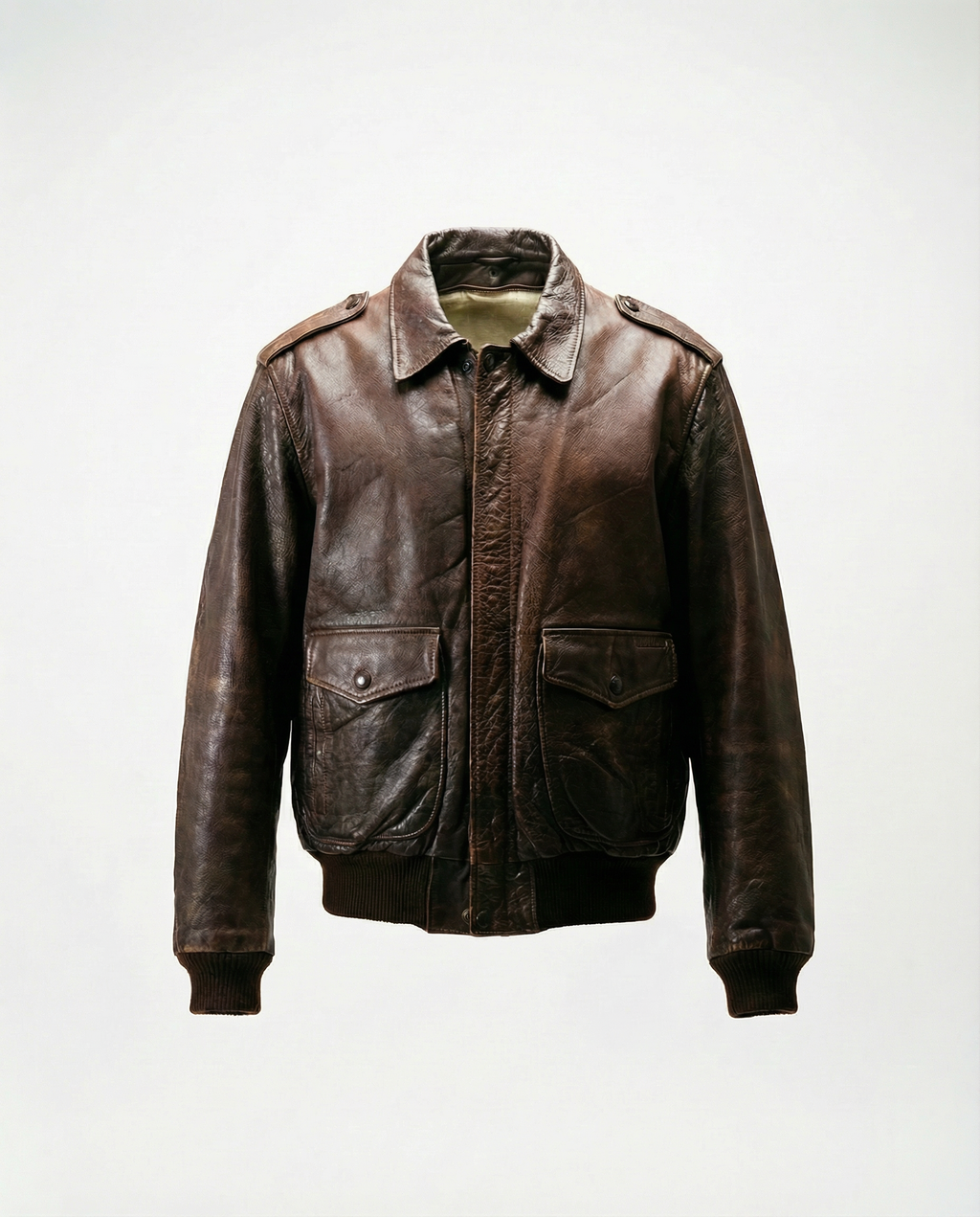 Giacca in Pelle Marrone Bomber A-2 Utility (M)