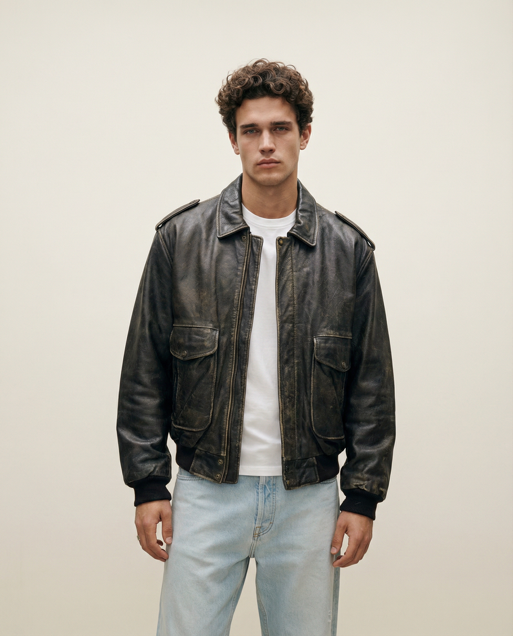 Giacca in Pelle Marrone Bomber A-2 Bomb Boogie  (L)