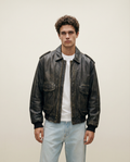 Giacca in Pelle Marrone Bomber A-2 Bomb Boogie  (L)