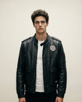 Giacca da Moto BSA in Pelle Nera Vintage (S)