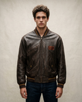 Bomber in Pelle Marrone Vintage Uomo 80s (L)