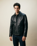Giacca in Pelle Nera Utility Minimal (L)