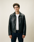 Giacca in Pelle Nera Minimal Zip (M)