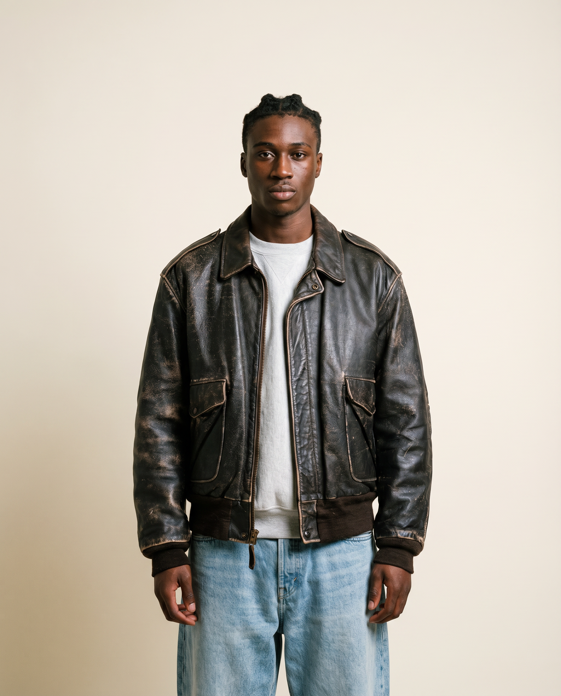 Giacca in Pelle Schott NYC - Type A-2 Flight Jacket Vintage Made in USA marrone - Ideal zip (L)
