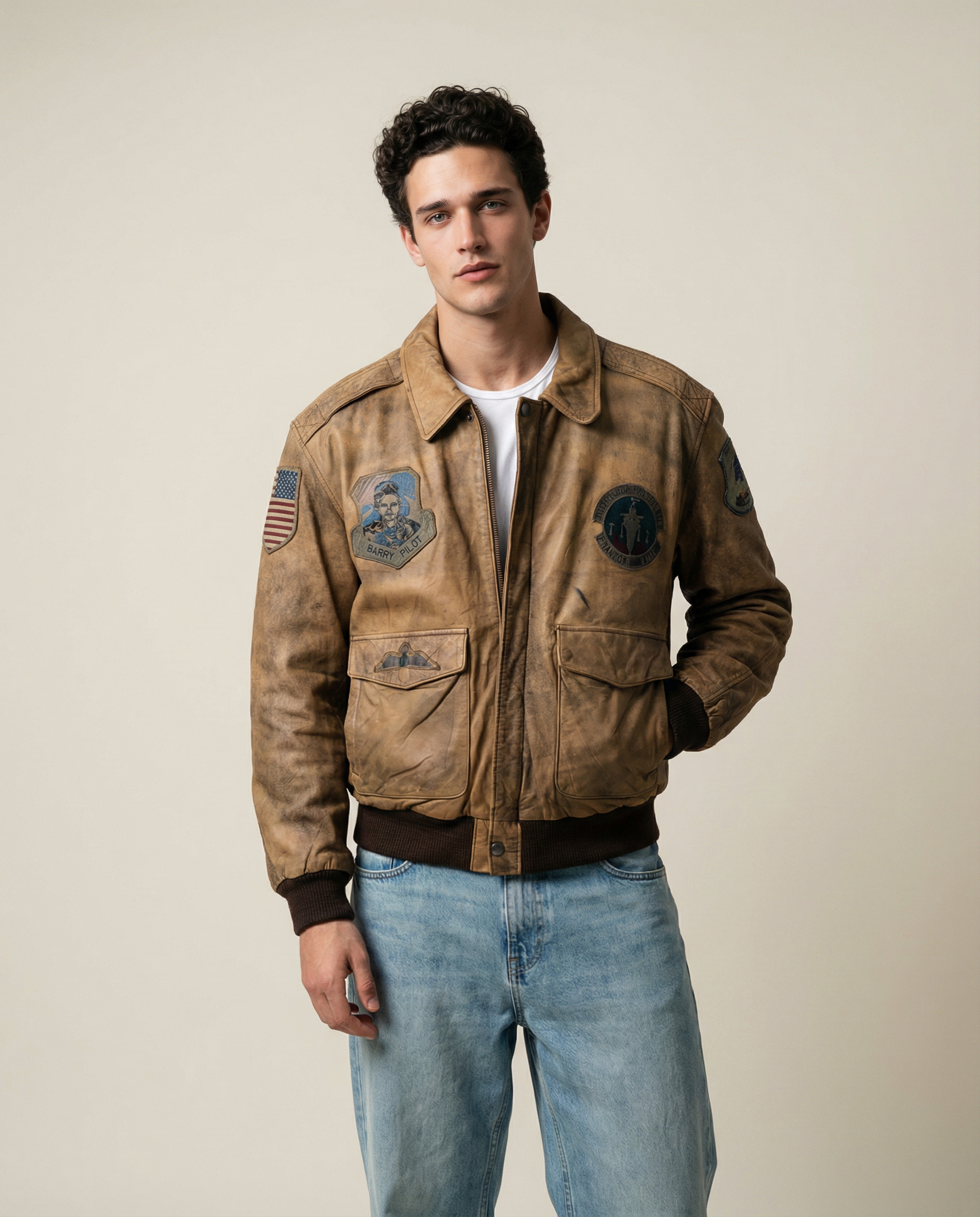 Giacca in Pelle Top Gun – Modello Flight Jacket Anni ’70 Vintage (L)