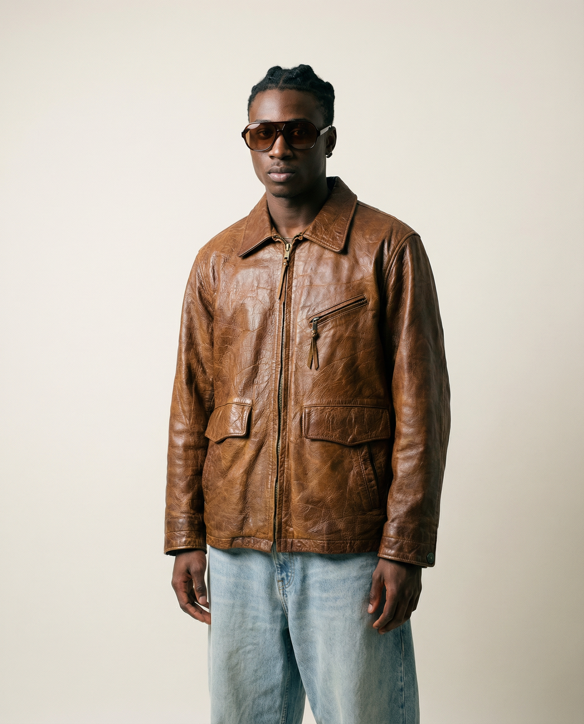 Giacca in Pelle – Modello Biker Americana Made in Italy Qualità Premium (L)