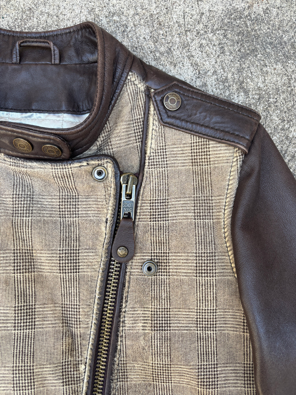 Giacca in Pelle Schott NYC - Perfecto con inserti in Cavallino Vintage Made in USA Vintage (S)