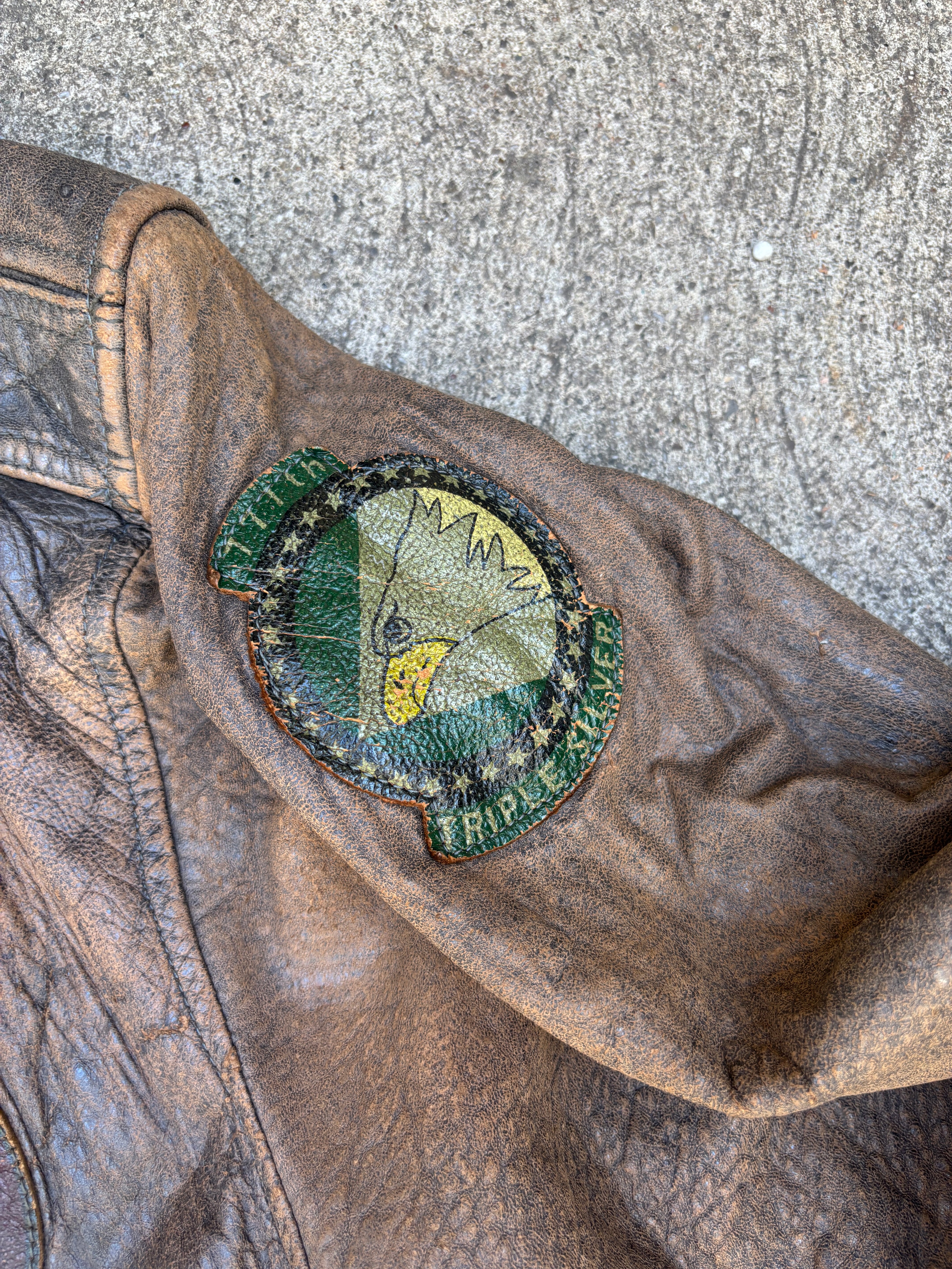 Giacca in Pelle Frontline – Modello Flight Jacket Top Gun Marrone Di Peter Lukas Vintage Uomo (L)