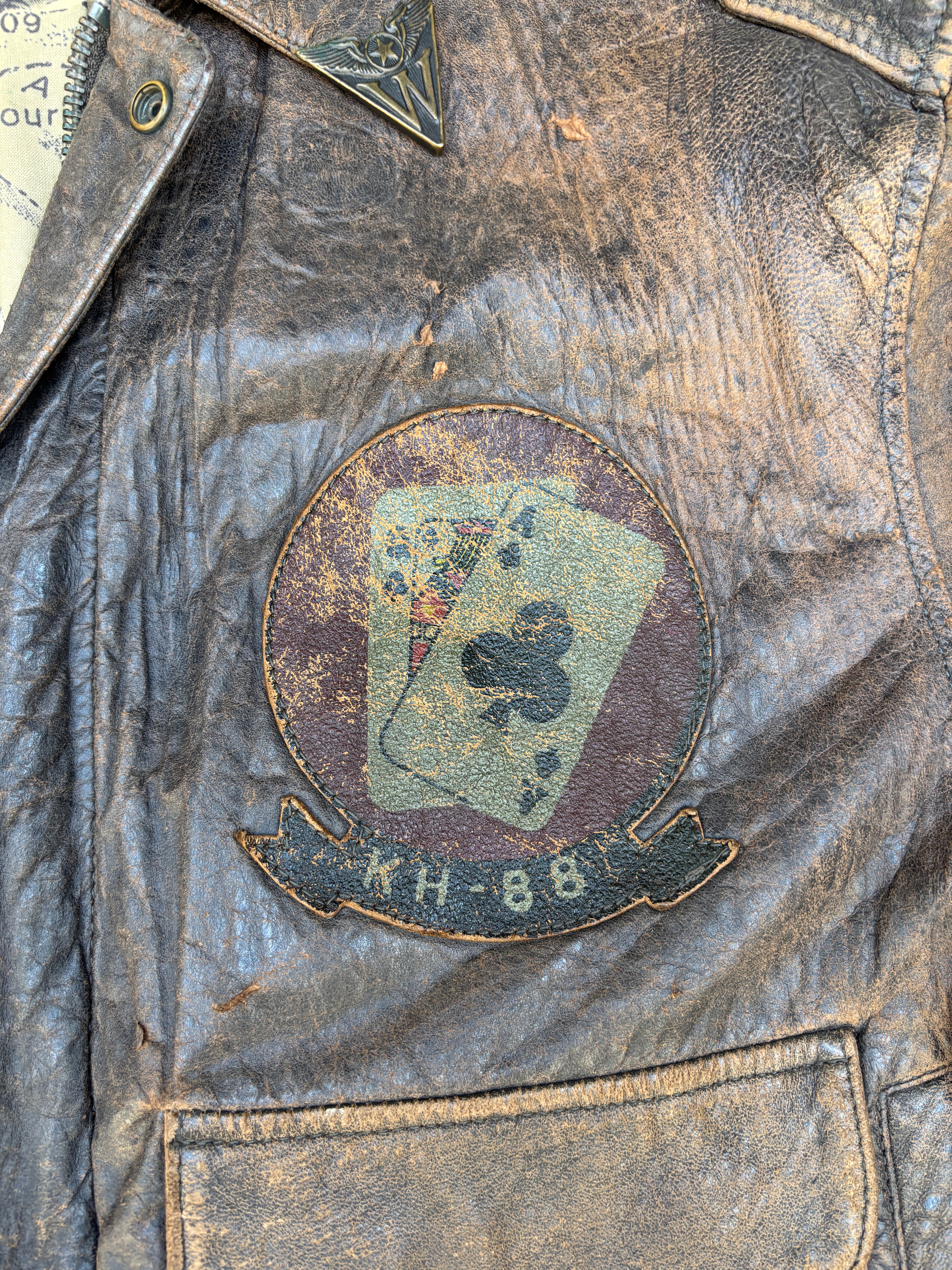 Giacca in Pelle Frontline – Modello Flight Jacket Top Gun Marrone Di Peter Lukas Vintage Uomo (L)