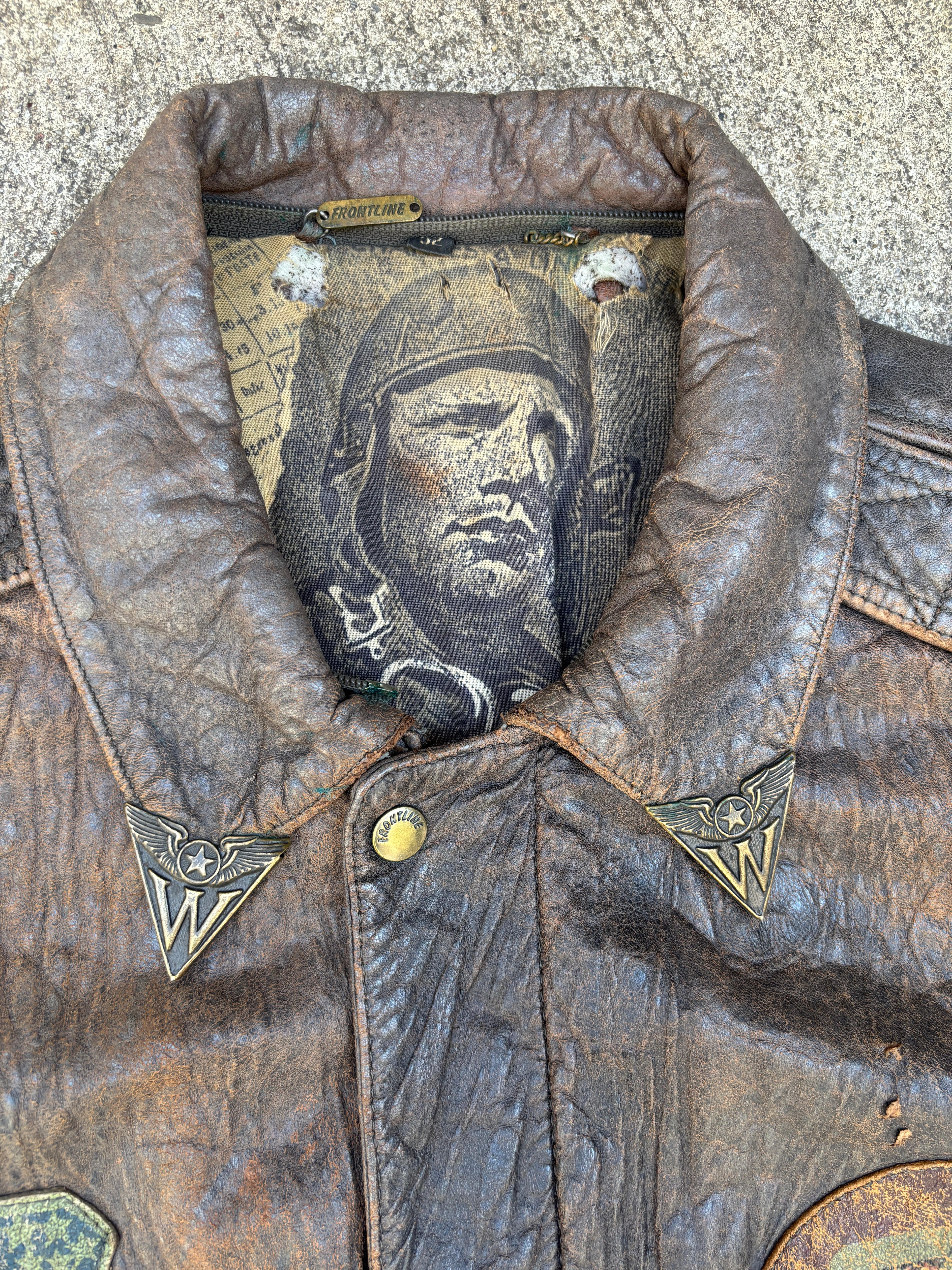 Giacca in Pelle Frontline – Modello Flight Jacket Top Gun Marrone Di Peter Lukas Vintage Uomo (L)