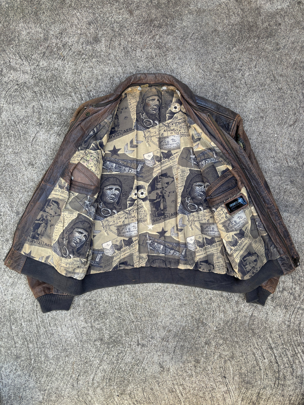 Giacca in Pelle Frontline – Modello Flight Jacket Top Gun Marrone Di Peter Lukas Vintage Uomo (L)