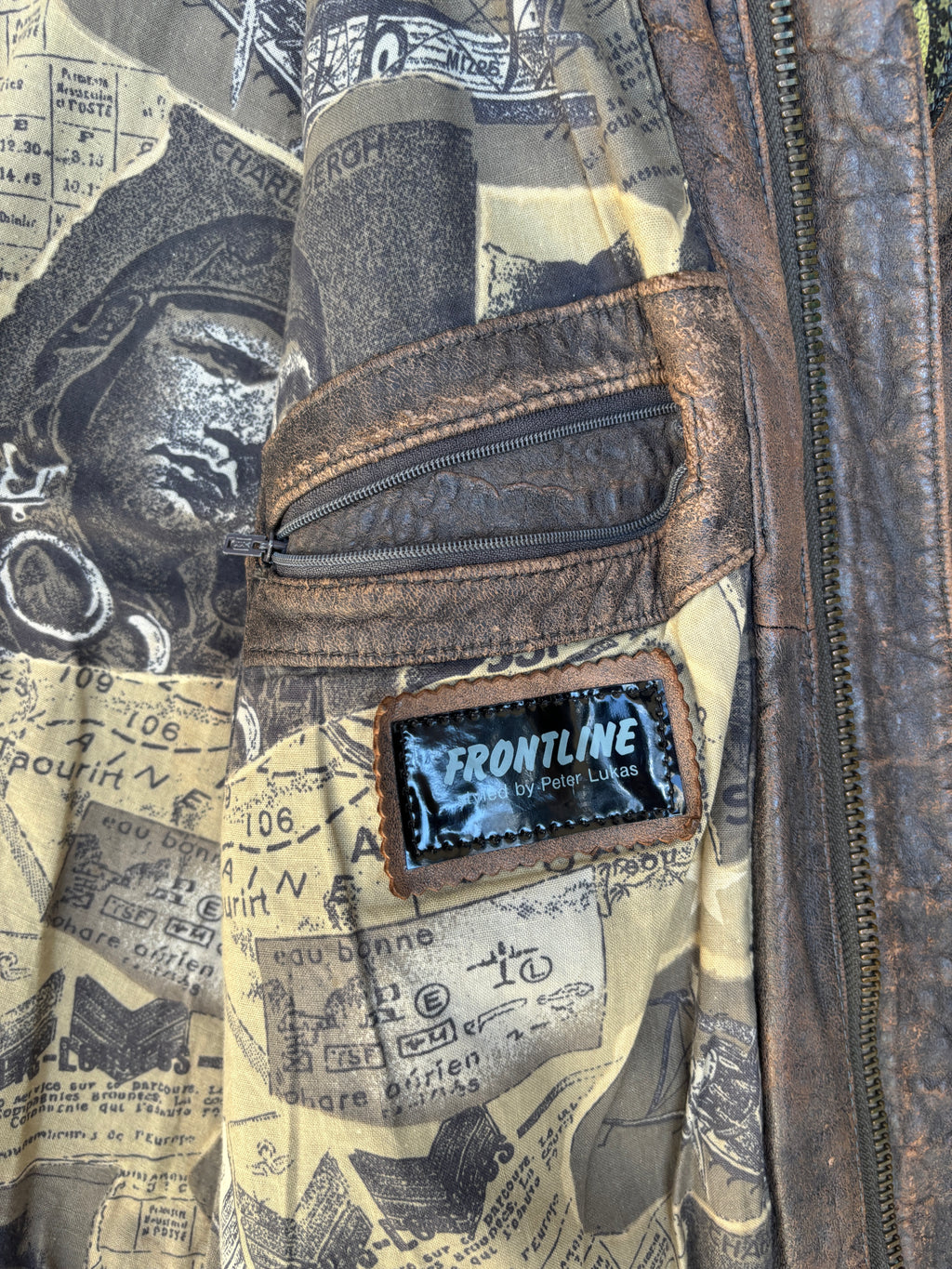 Giacca in Pelle Frontline – Modello Flight Jacket Top Gun Marrone Di Peter Lukas Vintage Uomo (L)
