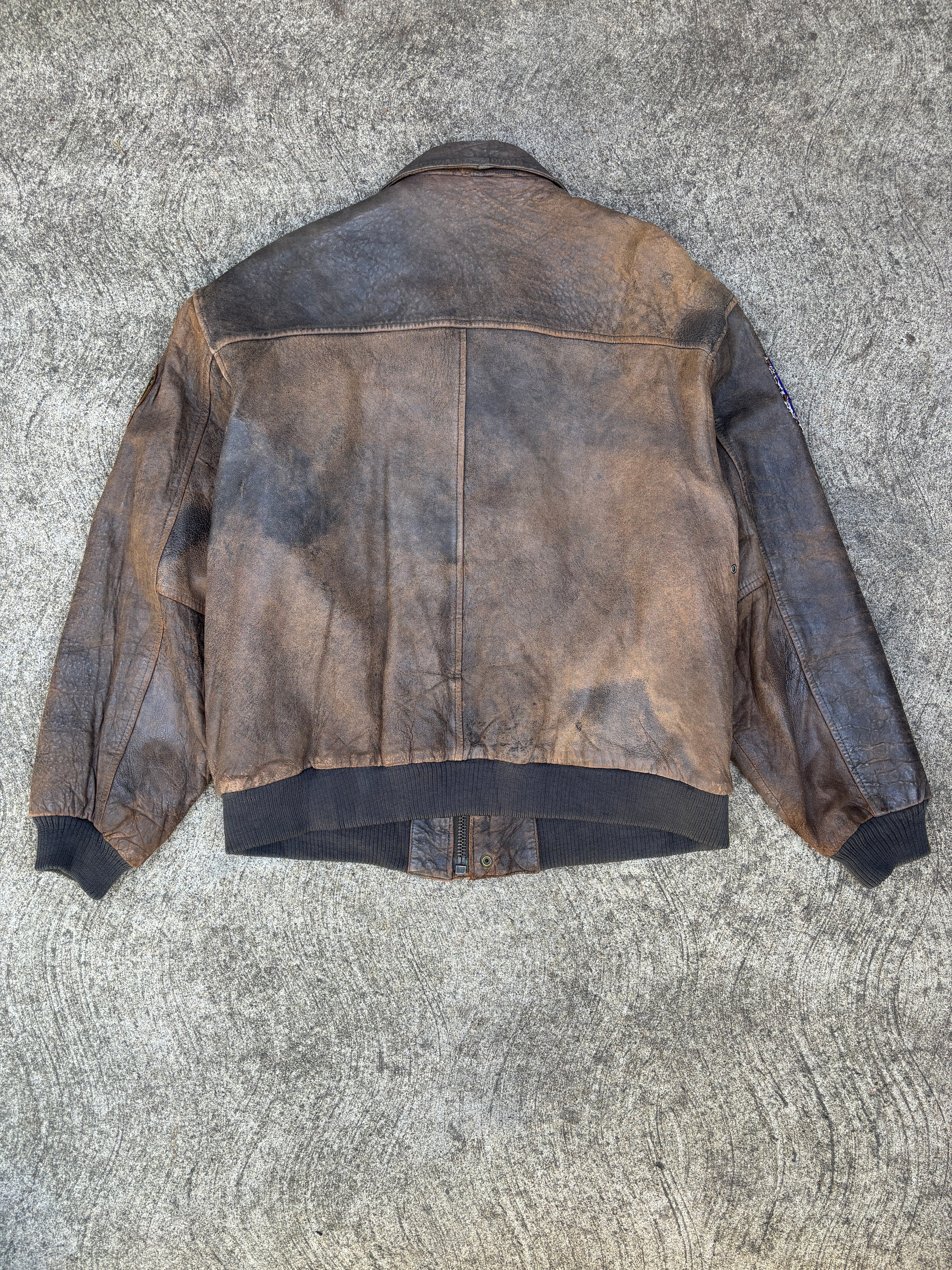 Giacca in Pelle Frontline – Modello Flight Jacket Top Gun Marrone Di Peter Lukas Vintage Uomo (L)