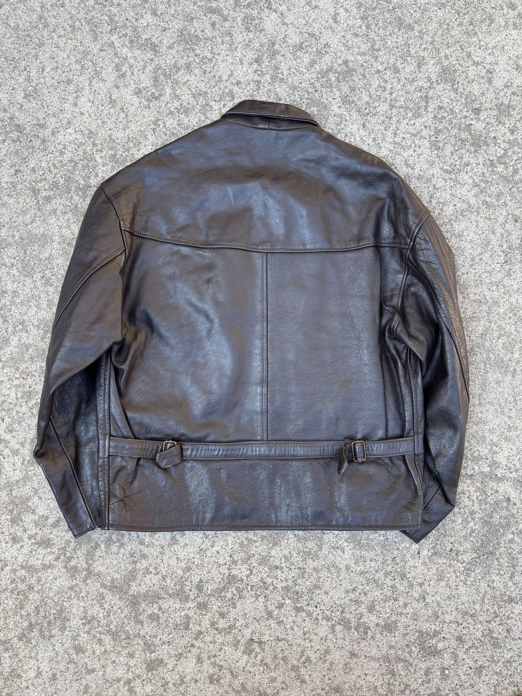 Giacca in Pelle – Modello Biker Marrone Vintage (L)