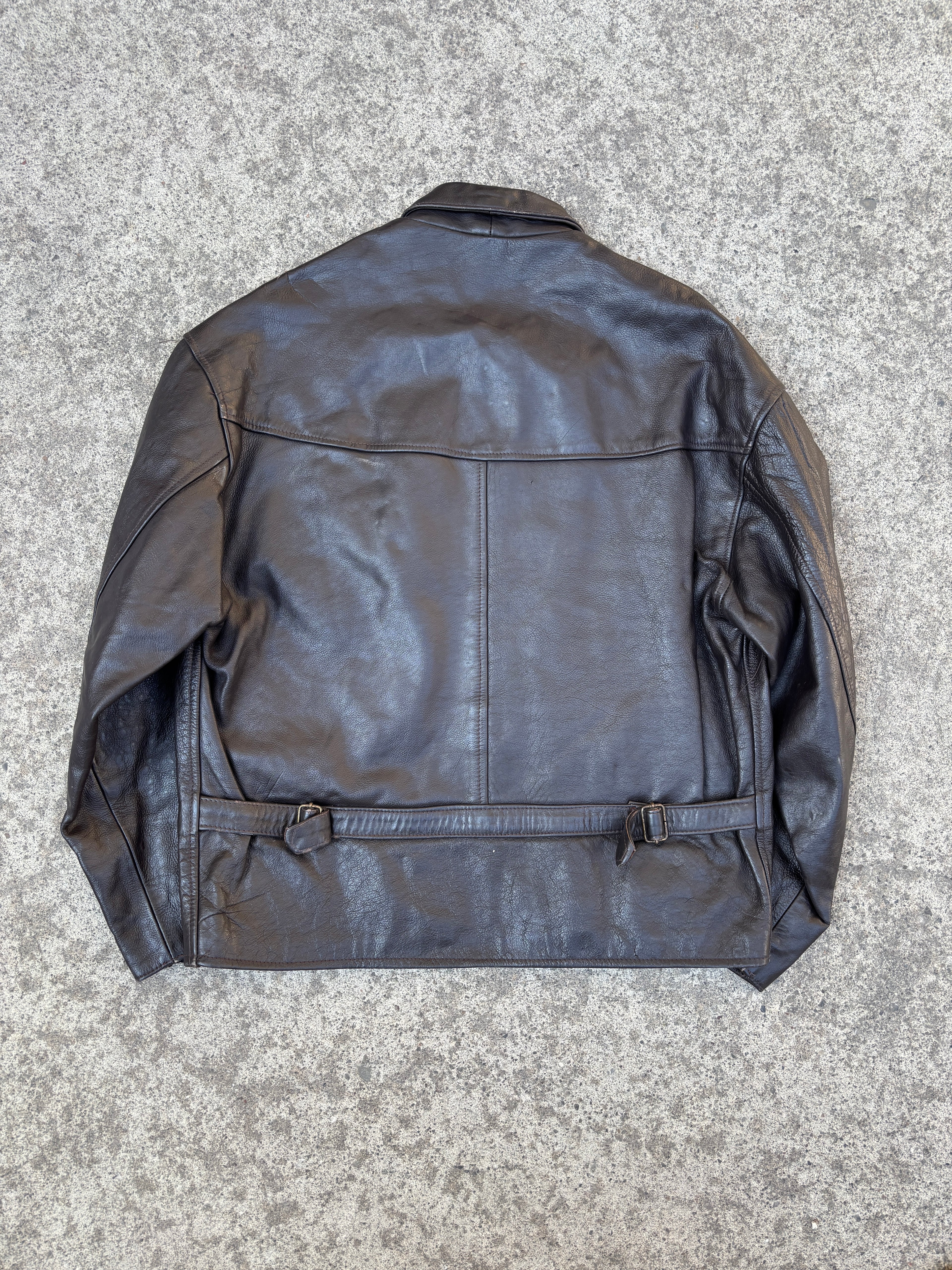 Giacca in Pelle – Modello Biker Marrone Vintage (L)