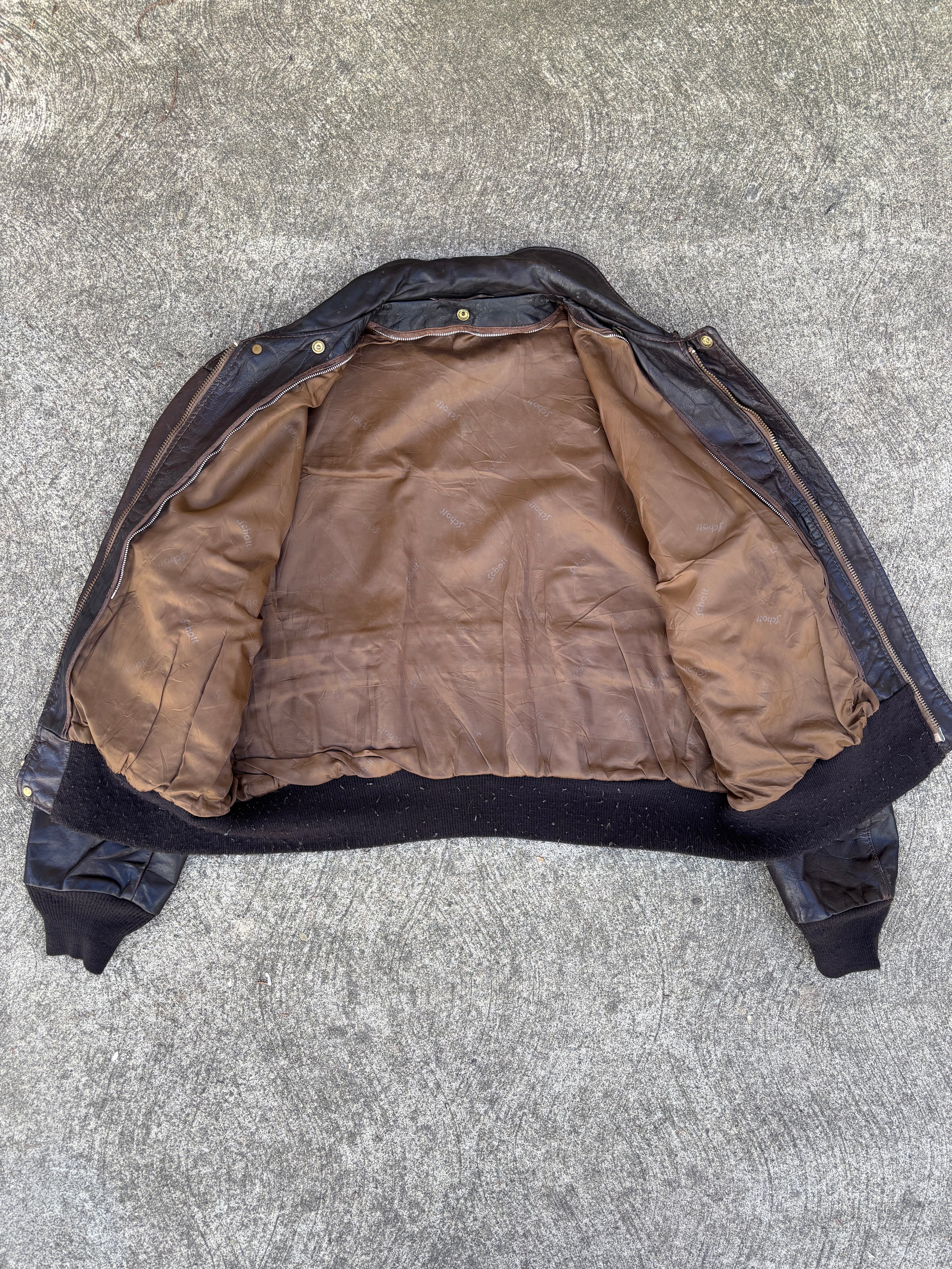 Giacca in Pelle Schott NYC - Type A-2 Flight Jacket Vintage Made in USA marrone (L)