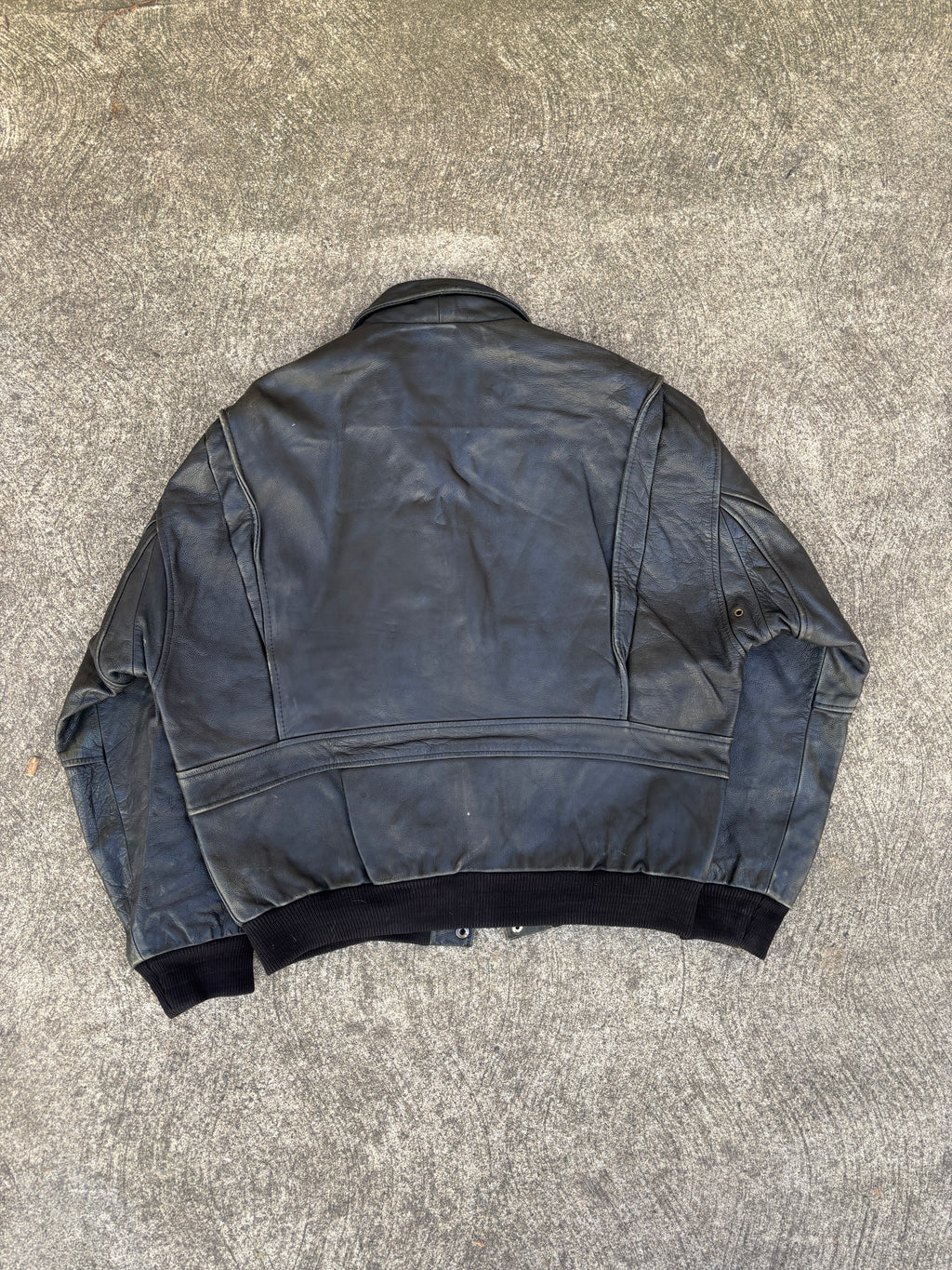 Giacca bomber in pelle nera da uomo in stile pilota Type A-2 vintage anni 90 (L)