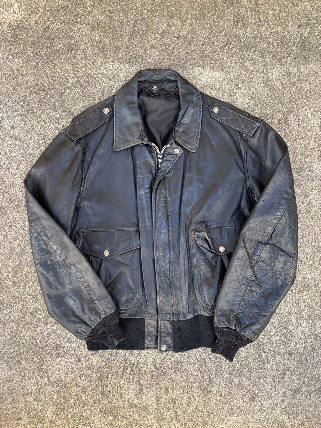 Giacca in Pelle Schott NYC - Type A-2 Flight Jacket Vintage Made in USA nero (M)