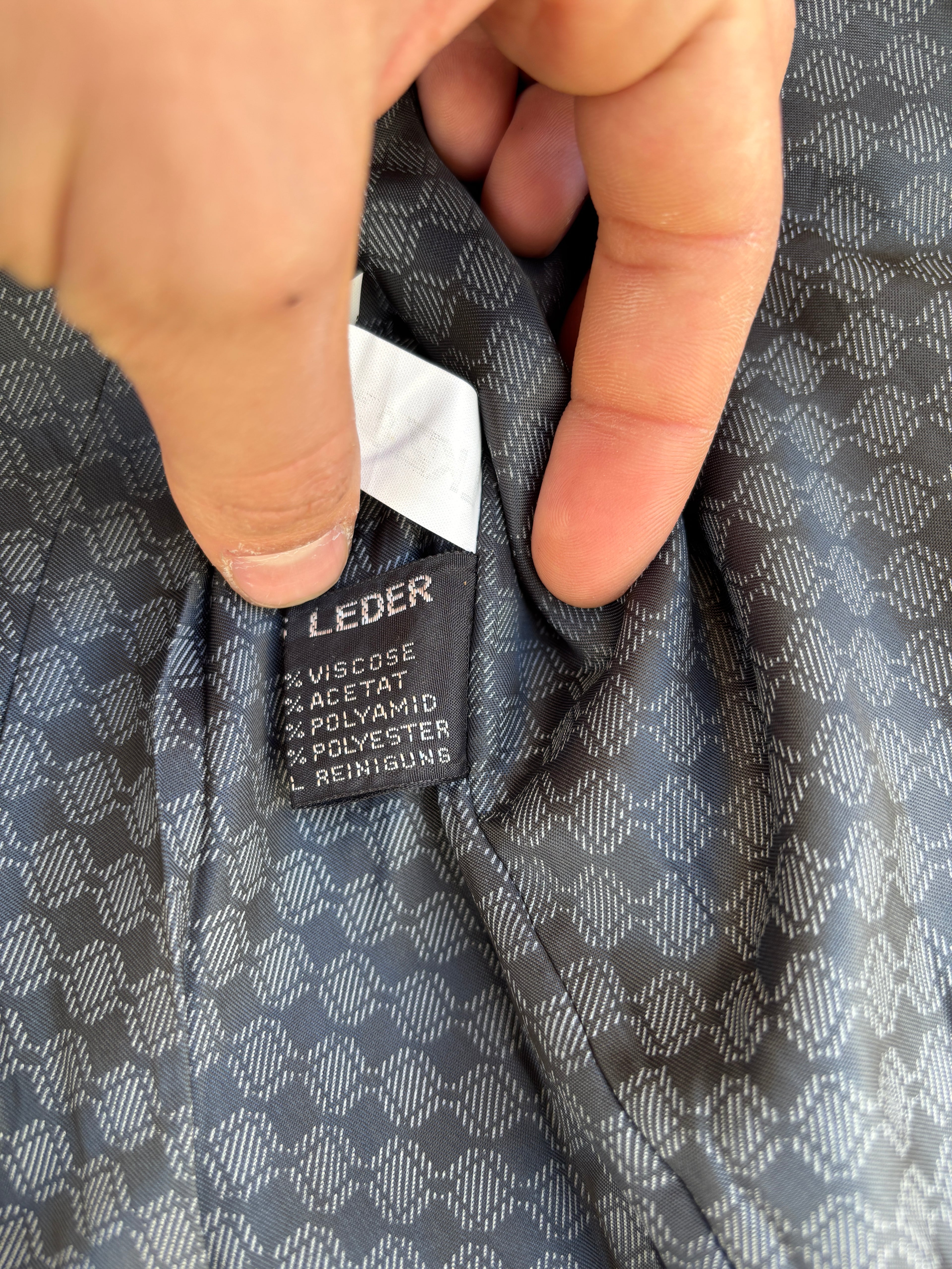 Giacca HN Company 1950 in pelle marrone da uomo, bomber café racer vintage anni 90 con inserti neri (M)