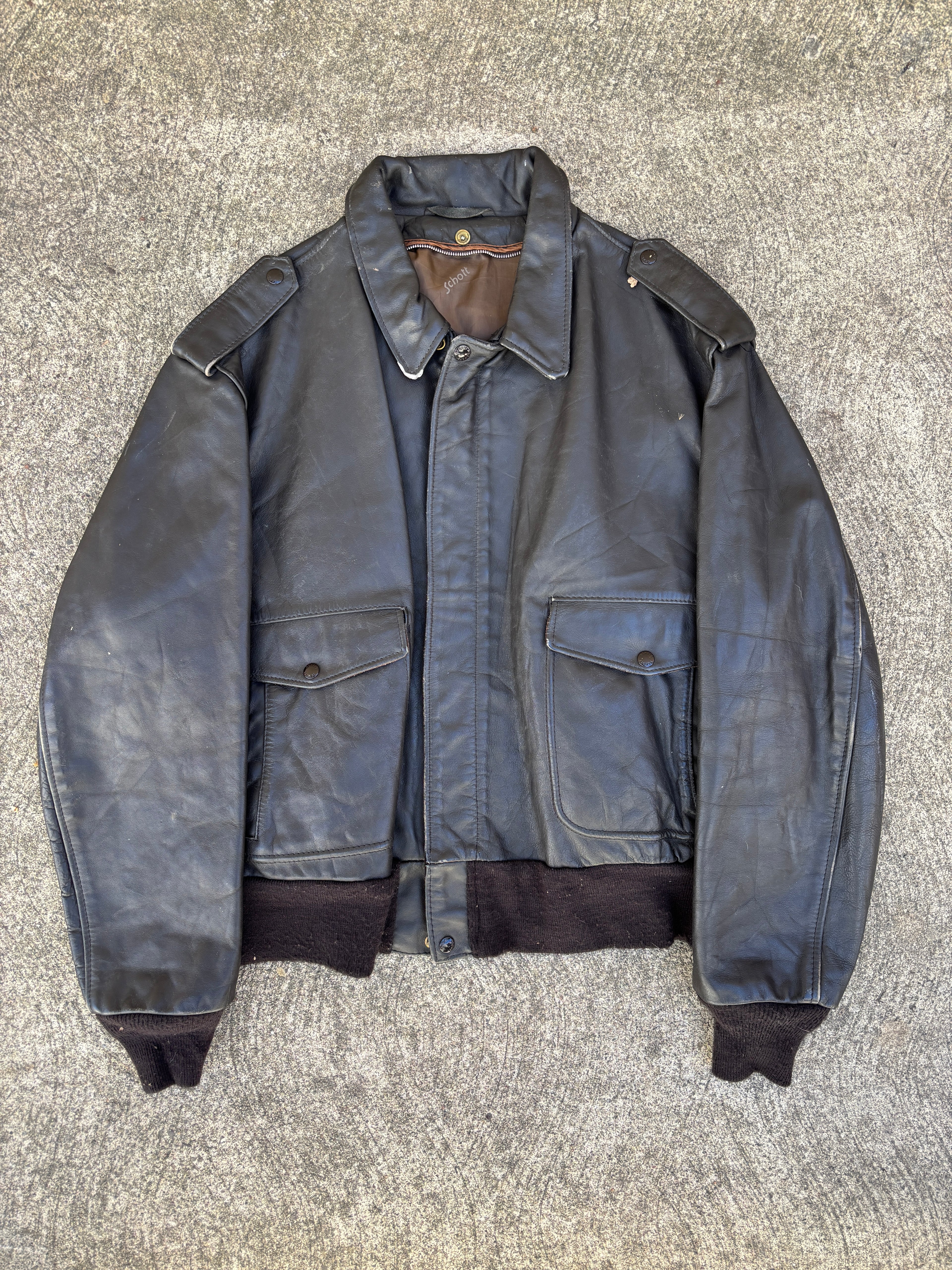 Giacca in Pelle Schott NYC - Type A-2 Flight Jacket Vintage Made in USA marrone (M)