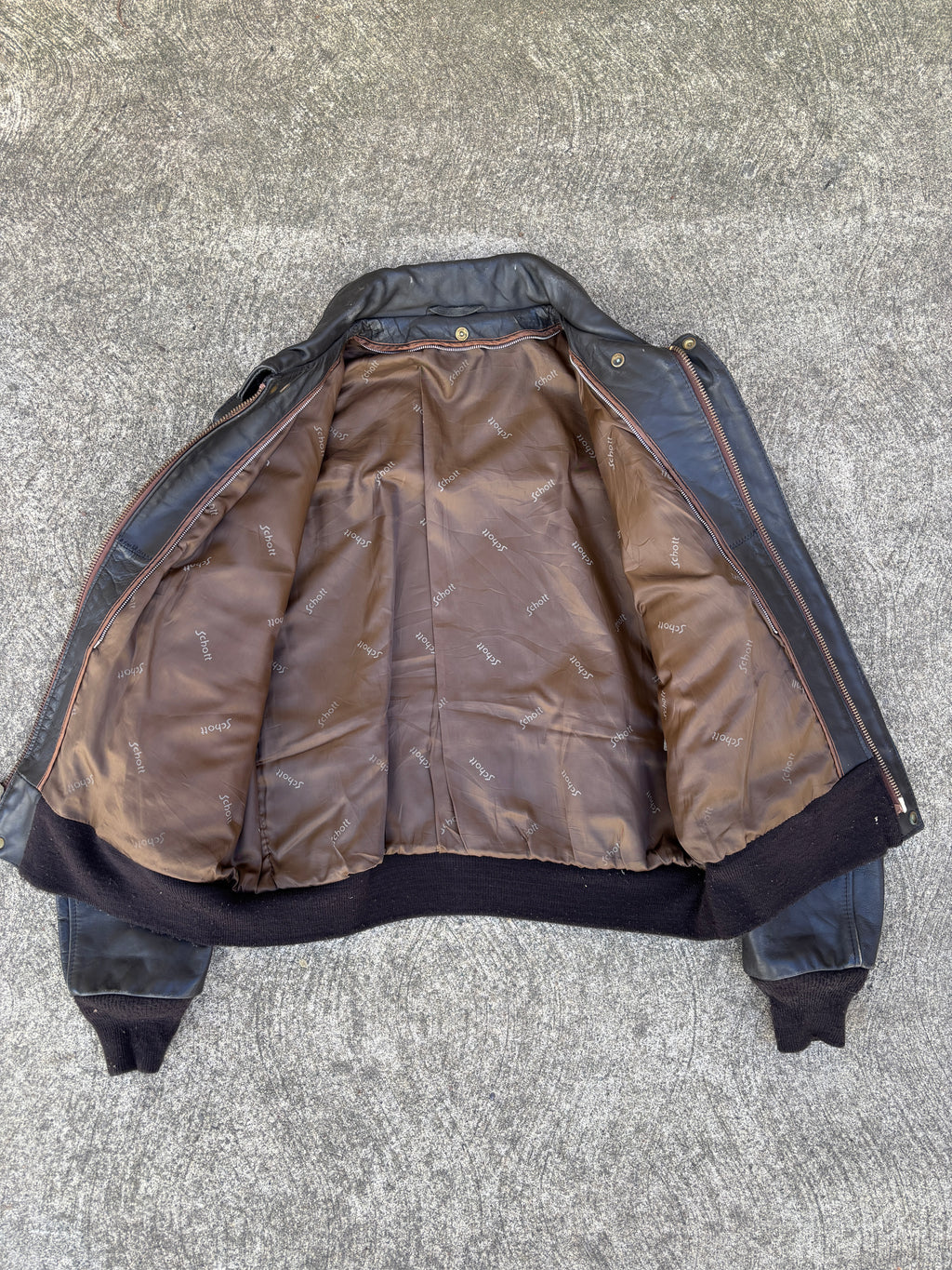 Giacca in Pelle Schott NYC - Type A-2 Flight Jacket Vintage Made in USA marrone (M)