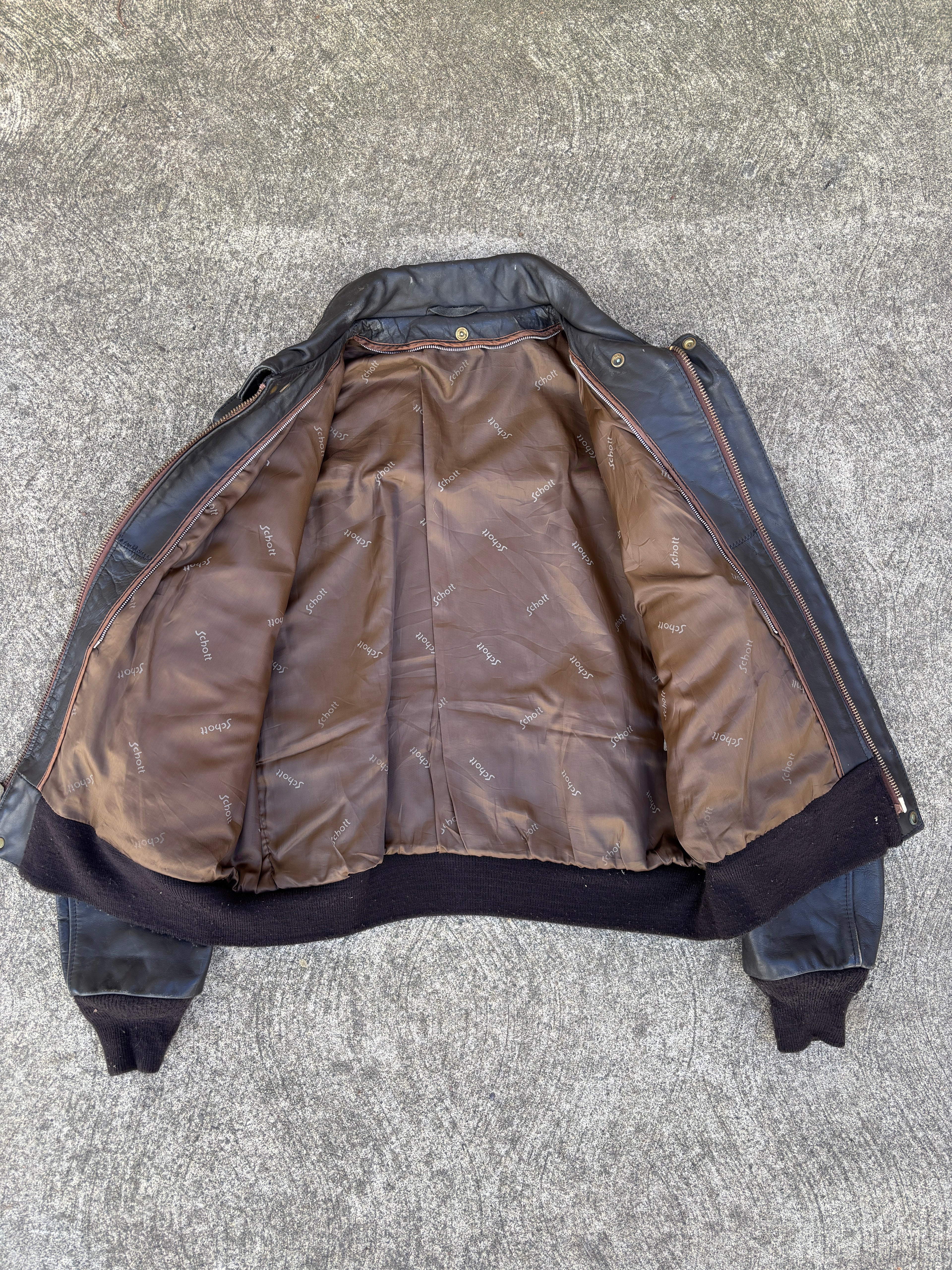 Giacca in Pelle Schott NYC - Type A-2 Flight Jacket Vintage Made in USA marrone (M)