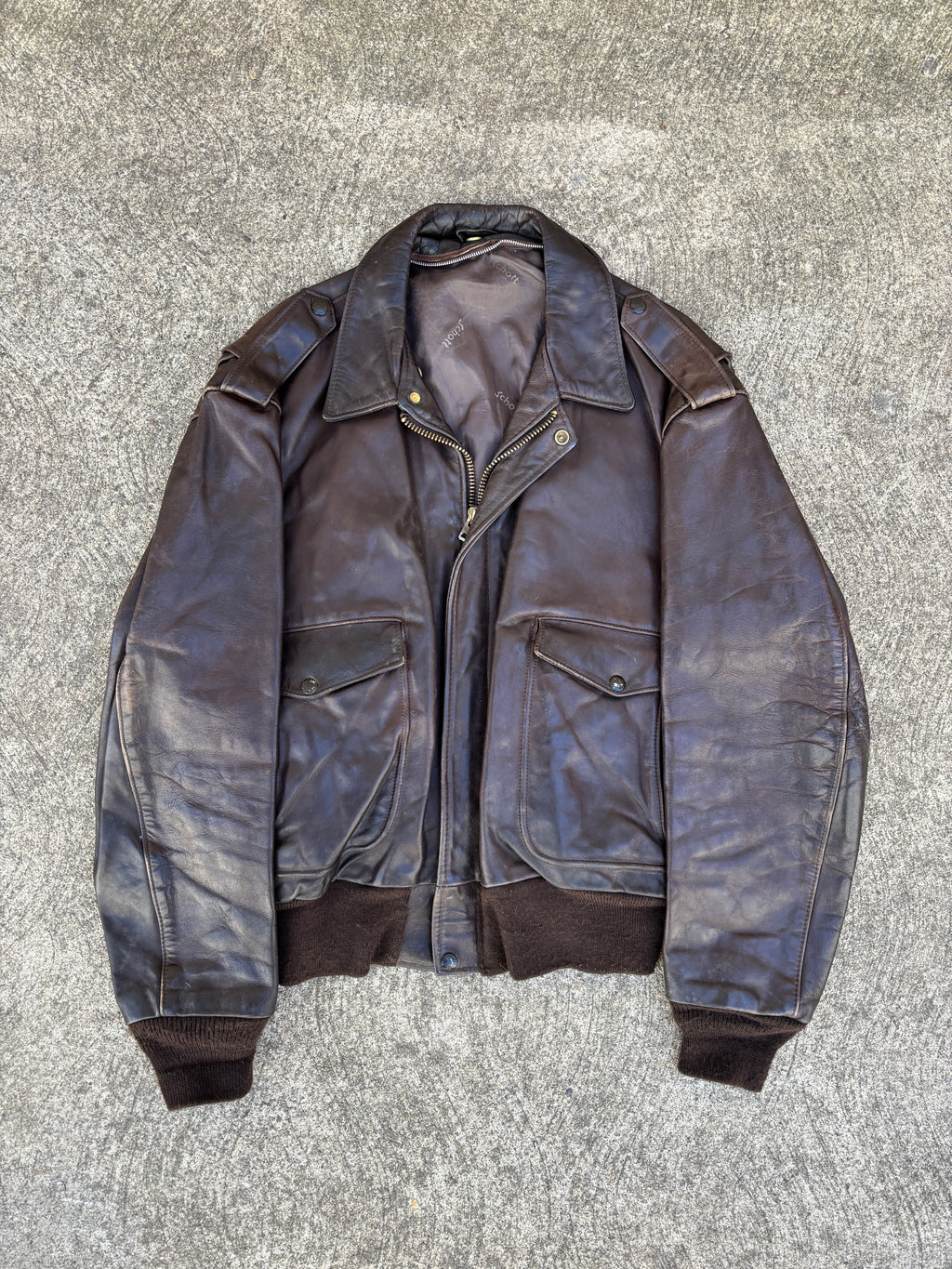Giacca in Pelle Schott NYC - Type A-2 Flight Jacket Vintage Made in USA marrone - Talon zip (M)