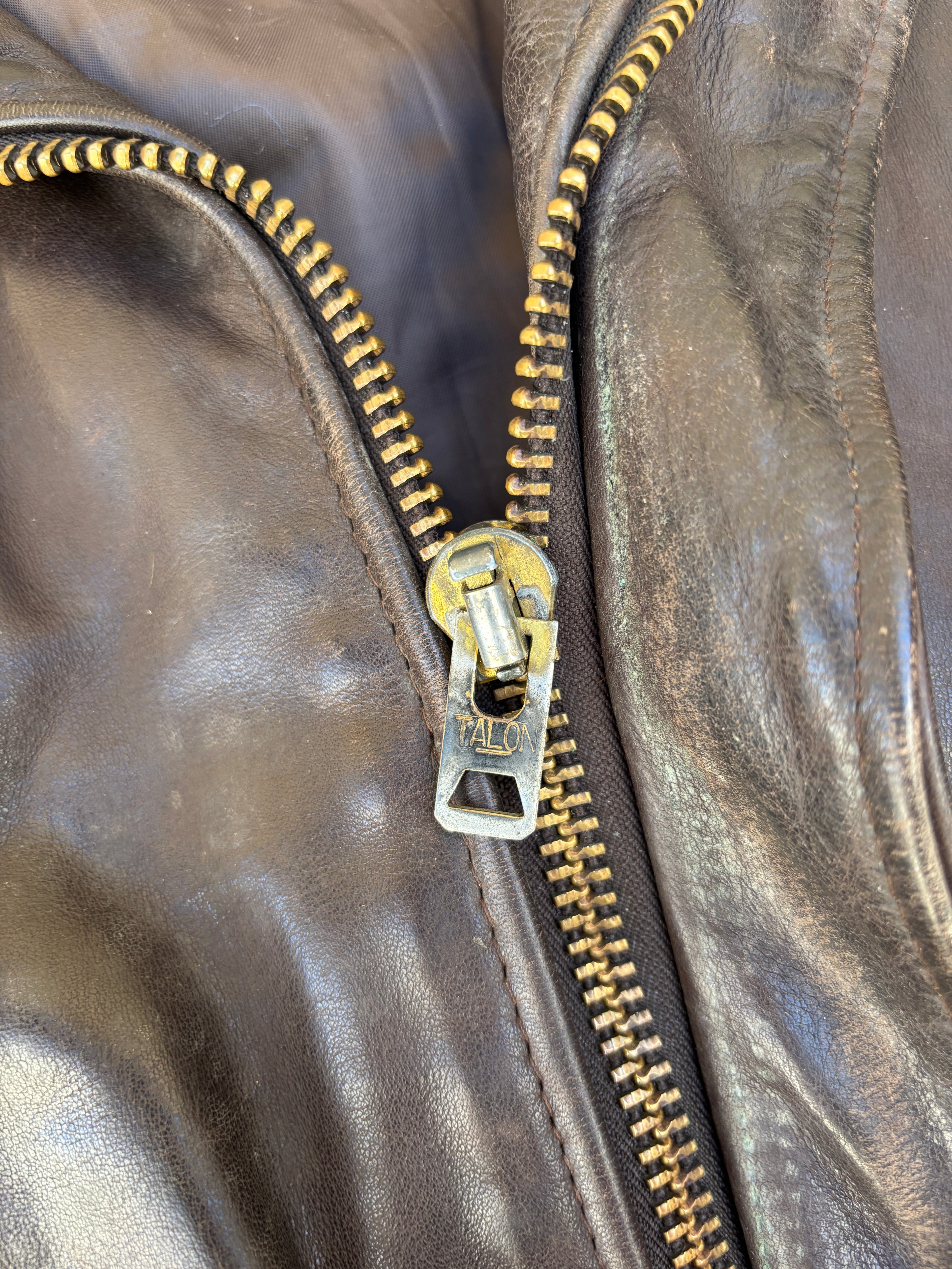 Giacca in Pelle Schott NYC - Type A-2 Flight Jacket Vintage Made in USA marrone - Talon zip (M)