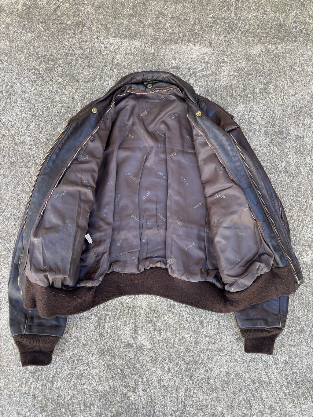 Giacca in Pelle Schott NYC - Type A-2 Flight Jacket Vintage Made in USA marrone - Talon zip (M)