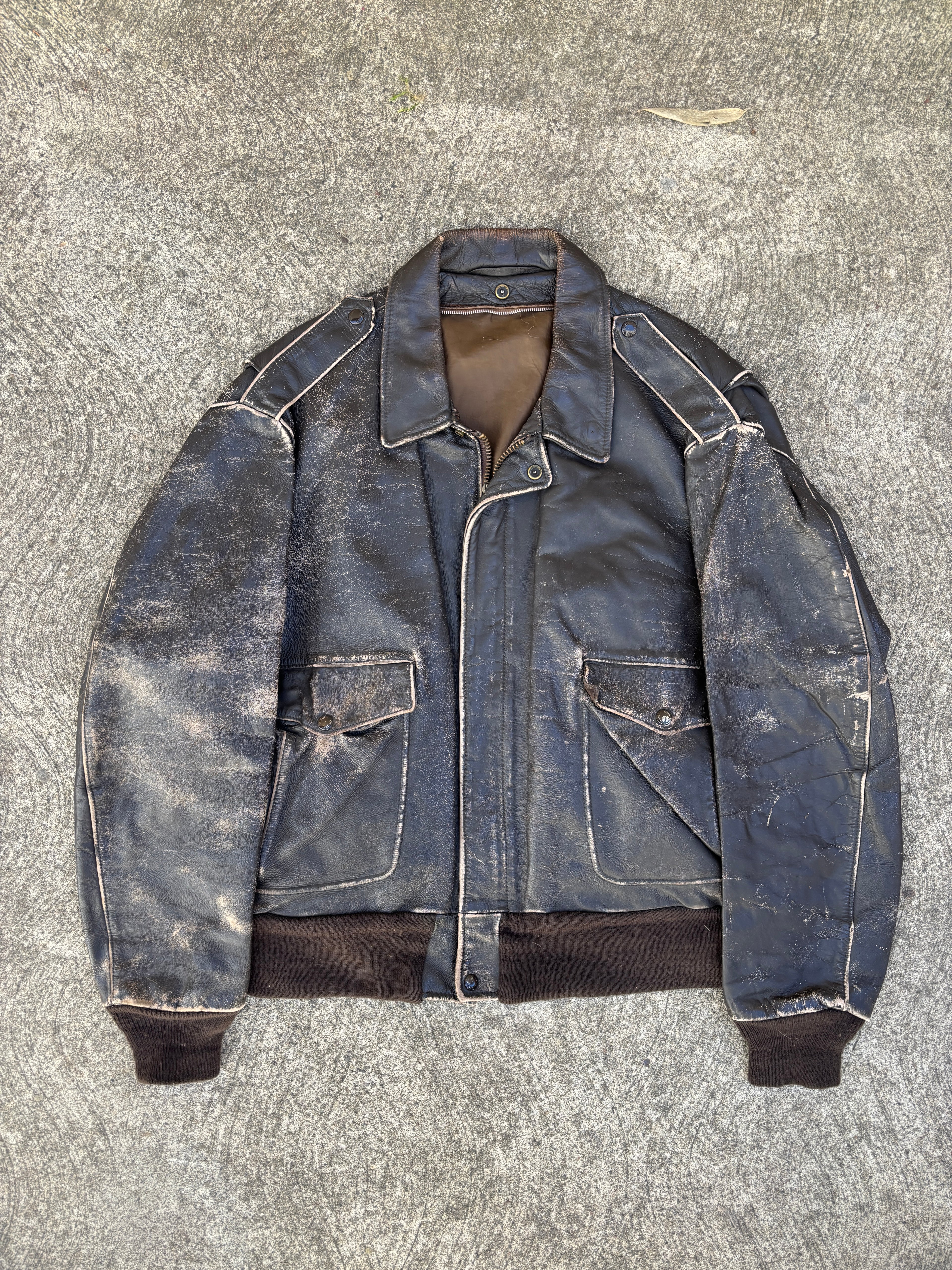 Giacca in Pelle Schott NYC - Type A-2 Flight Jacket Vintage Made in USA marrone - Ideal zip (L)