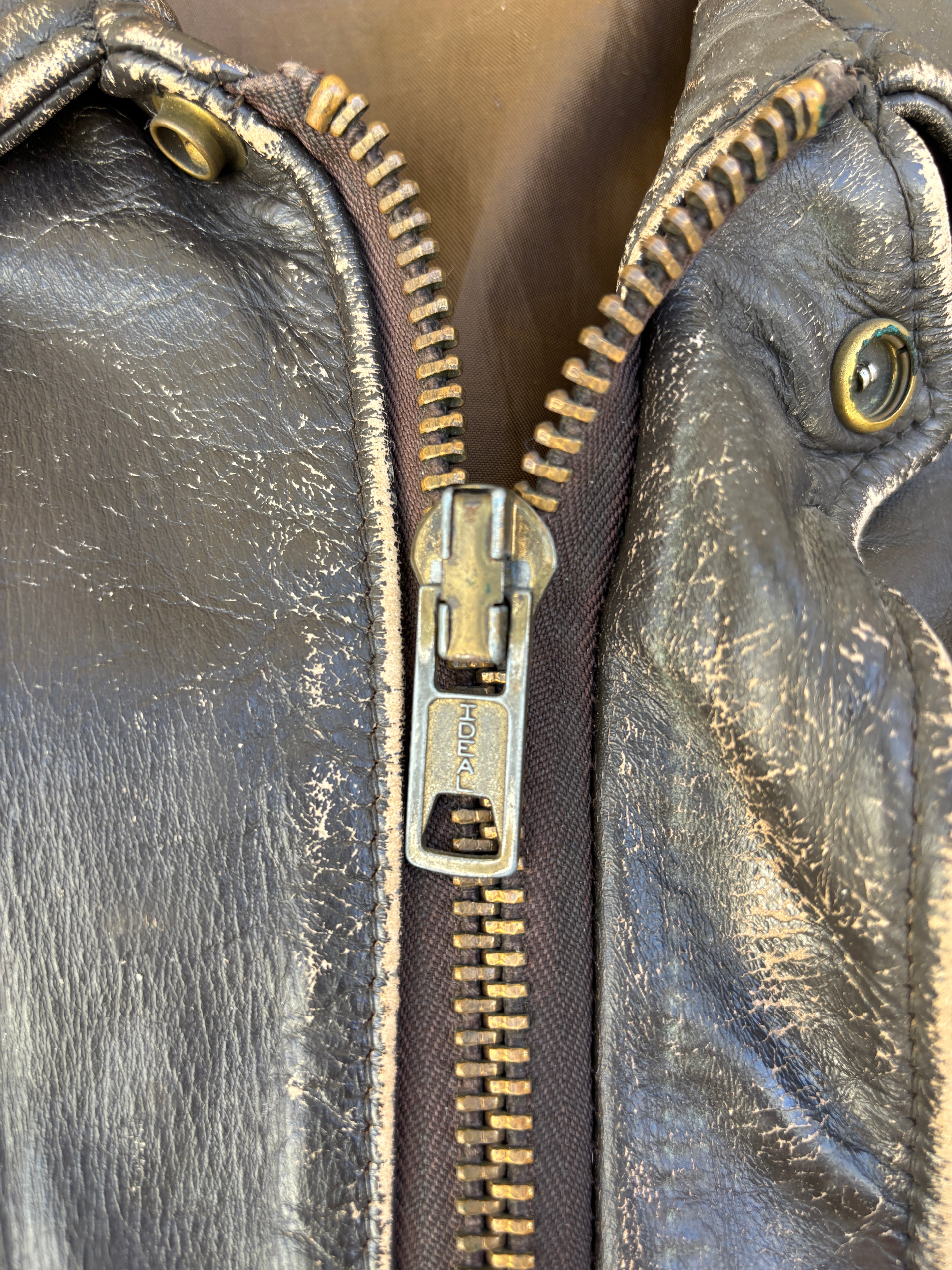 Giacca in Pelle Schott NYC - Type A-2 Flight Jacket Vintage Made in USA marrone - Ideal zip (L)
