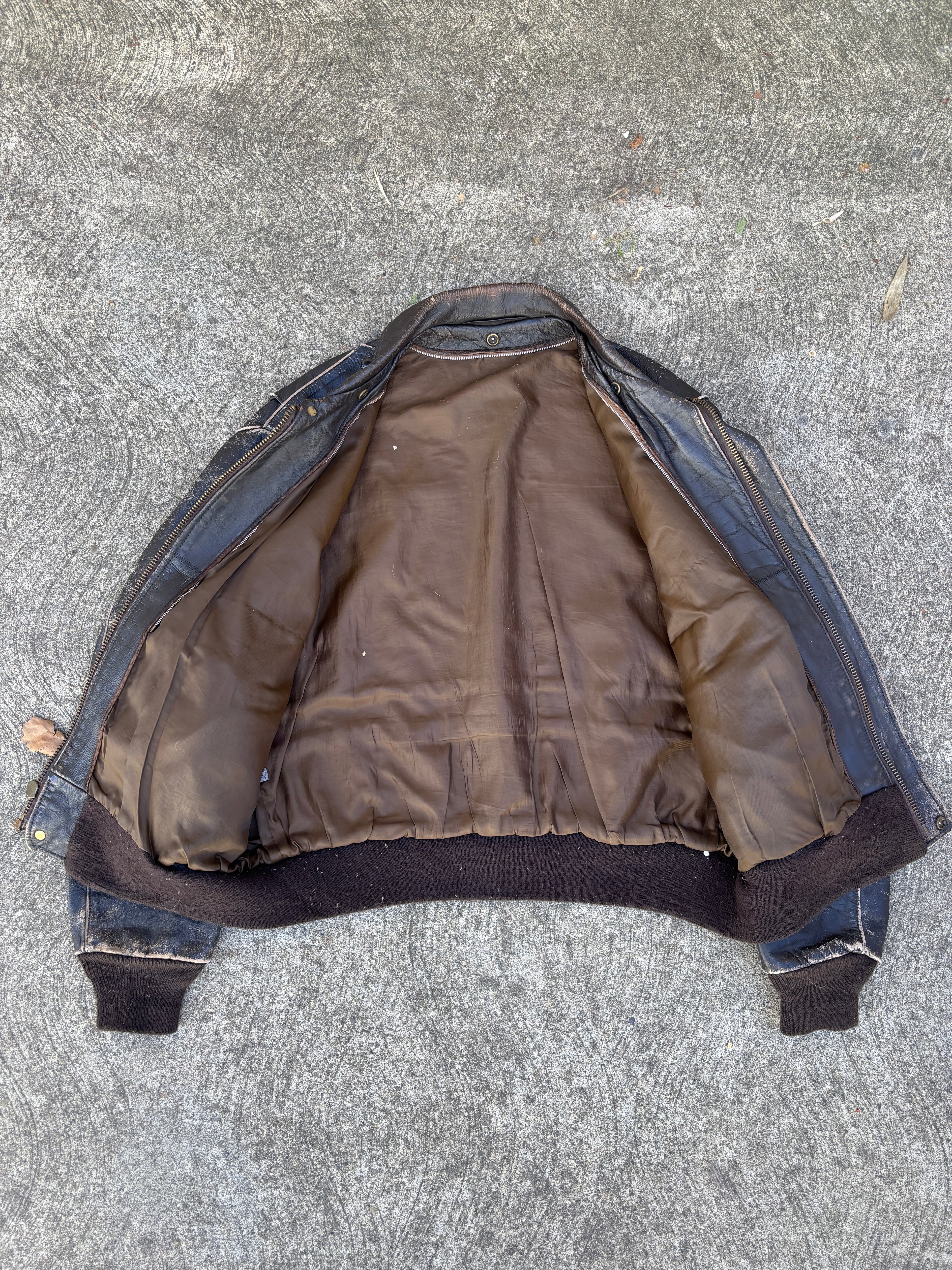 Giacca in Pelle Schott NYC - Type A-2 Flight Jacket Vintage Made in USA marrone - Ideal zip (L)