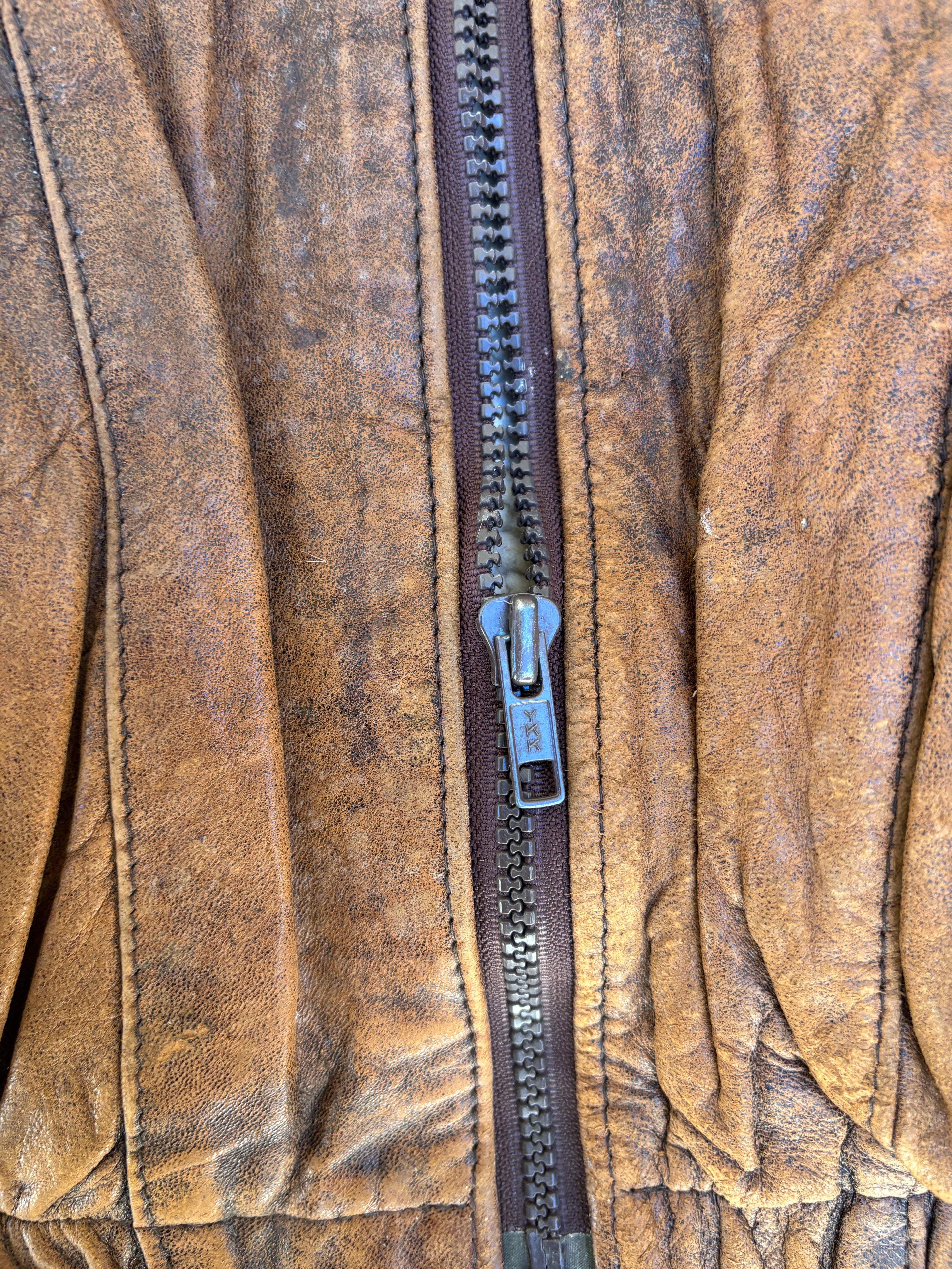 Giacca Ortor in pelle marrone da uomo con interno shearling, aviator vintage anni 80 Made in England (S)