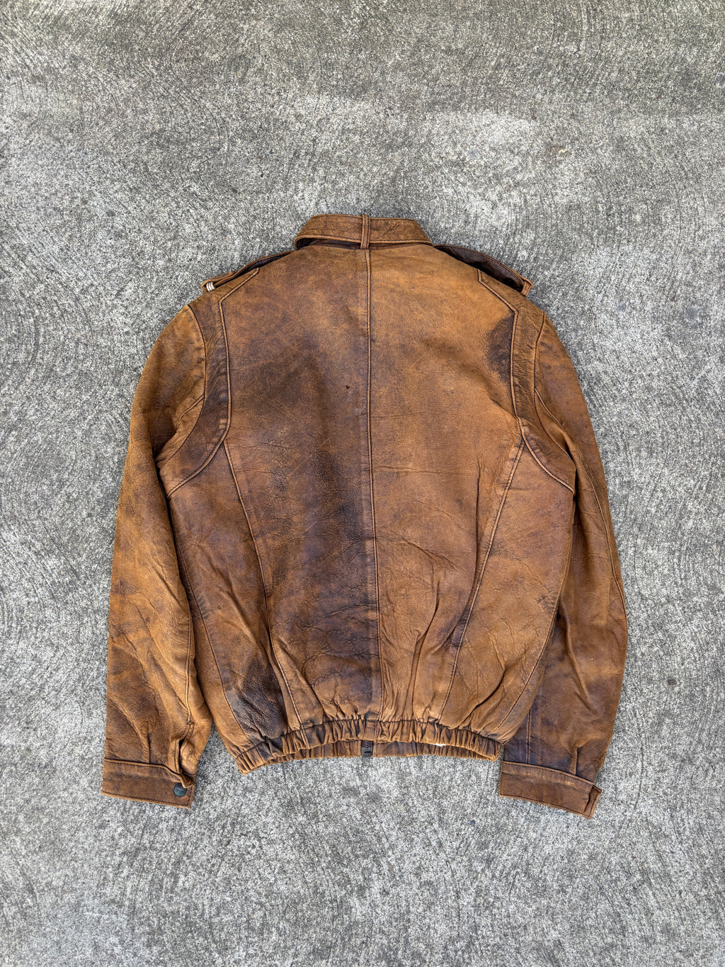 Giacca Ortor in pelle marrone da uomo con interno shearling, aviator vintage anni 80 Made in England (S)