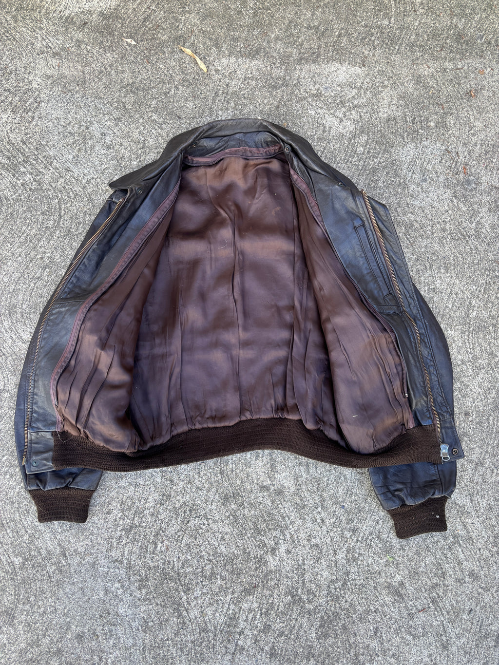 Giacca bomber in pelle marrone da uomo in stile pilota Type A-2 vintage anni 90 (L)